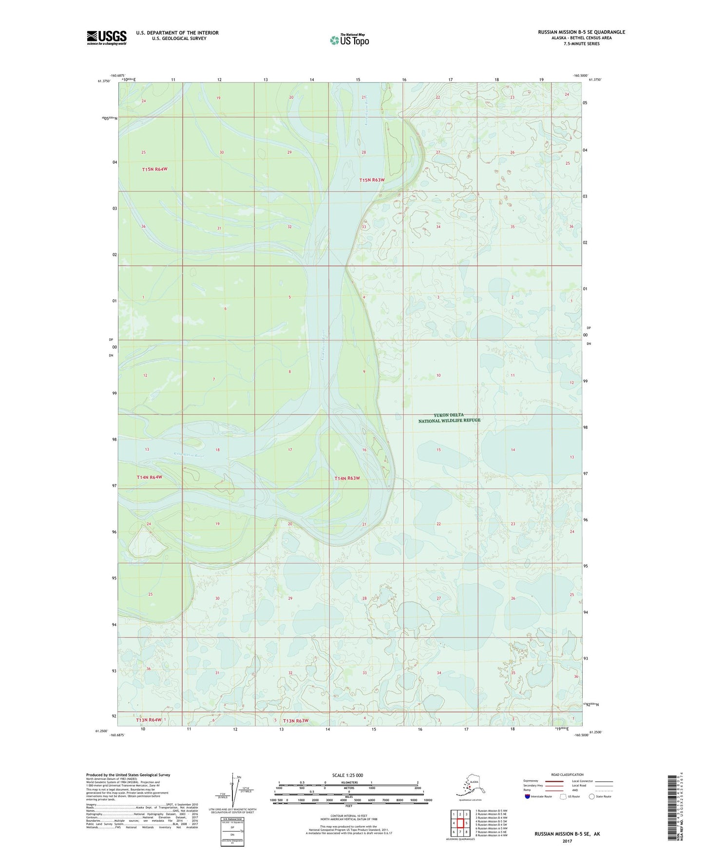 Russian Mission B-5 SE Alaska US Topo Map Image