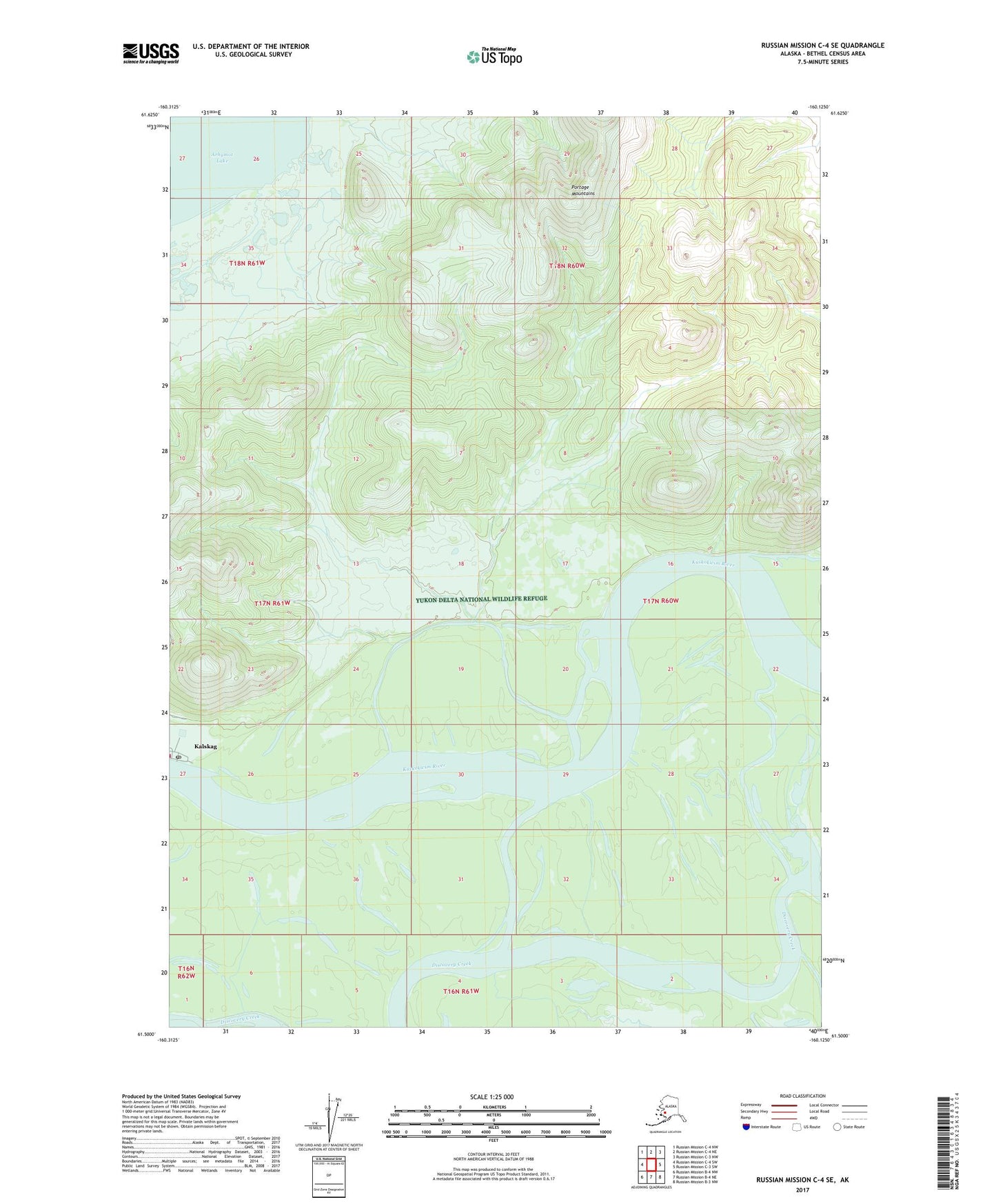 Russian Mission C-4 SE Alaska US Topo Map Image