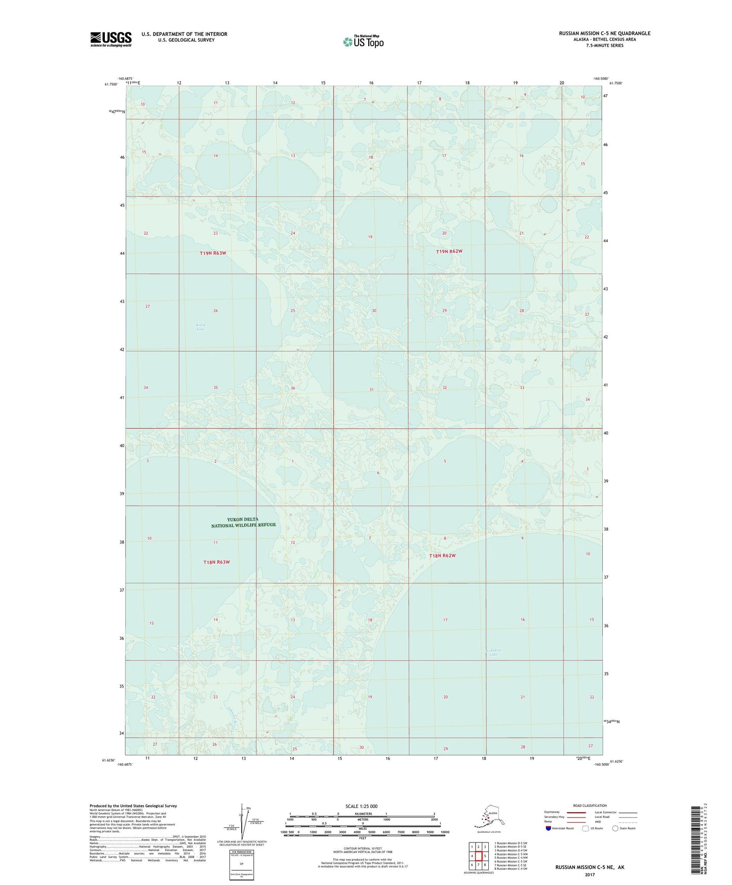 Russian Mission C-5 NE Alaska US Topo Map Image