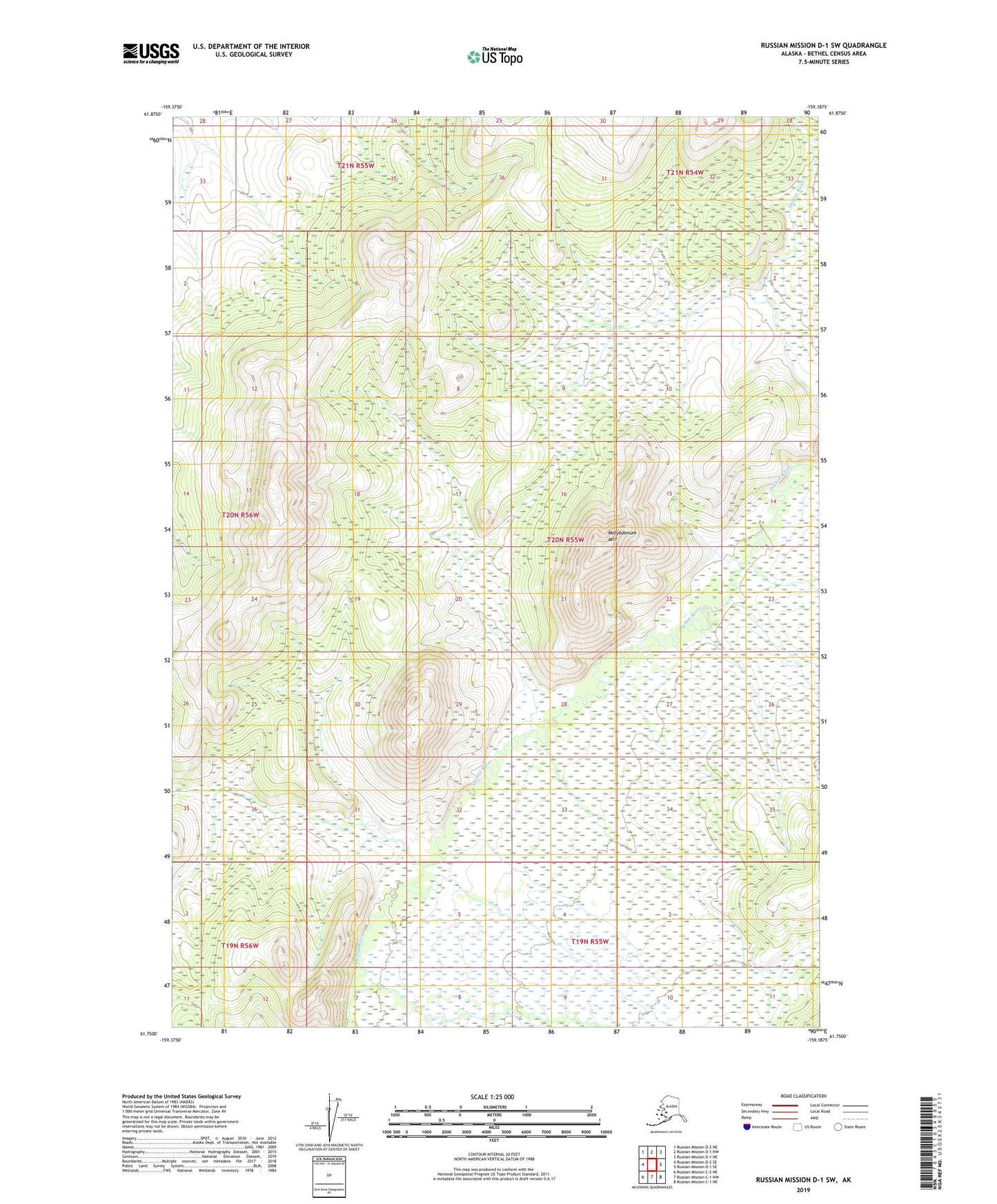 Russian Mission D-1 SW Alaska US Topo Map Image
