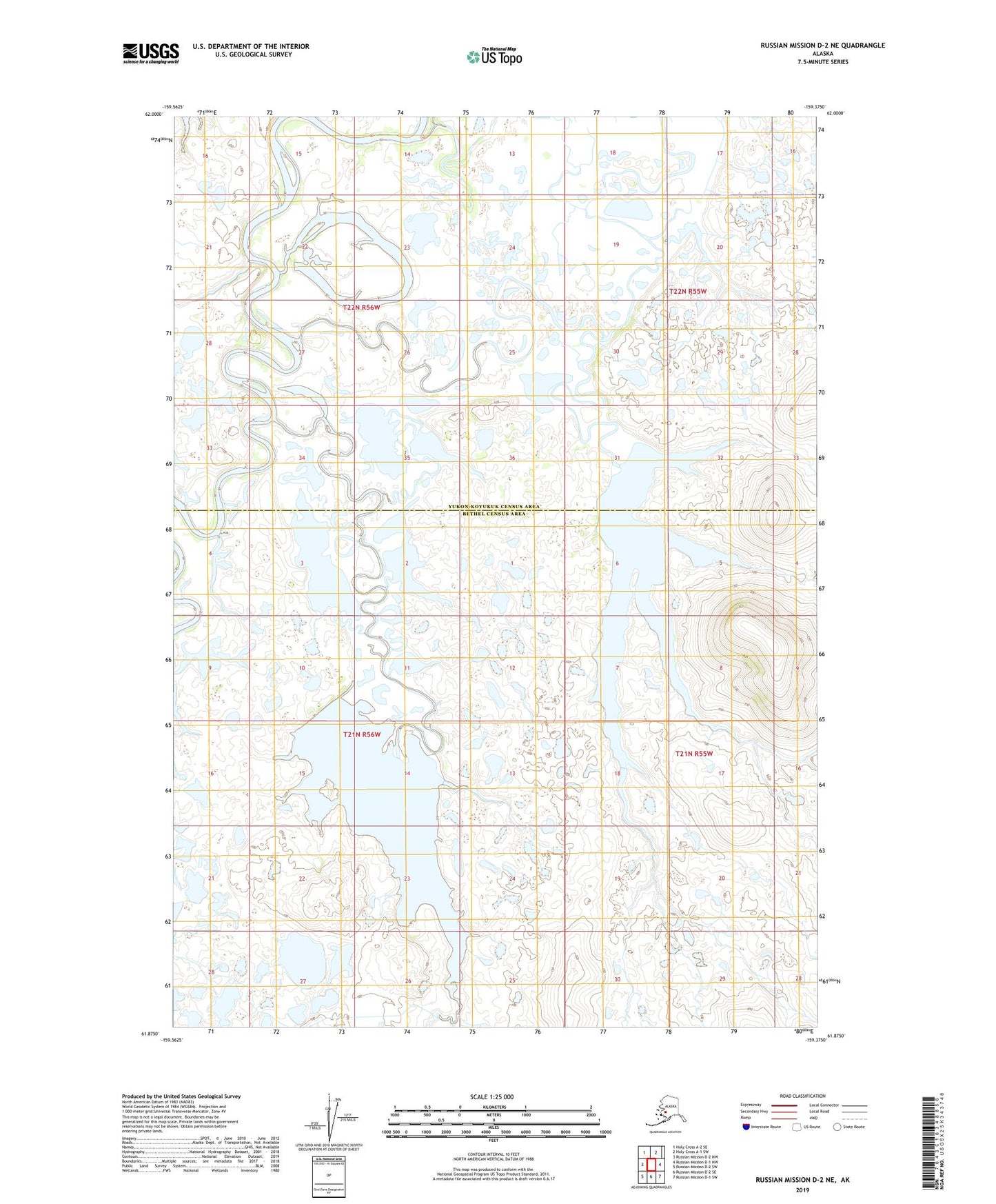 Russian Mission D-2 NE Alaska US Topo Map Image