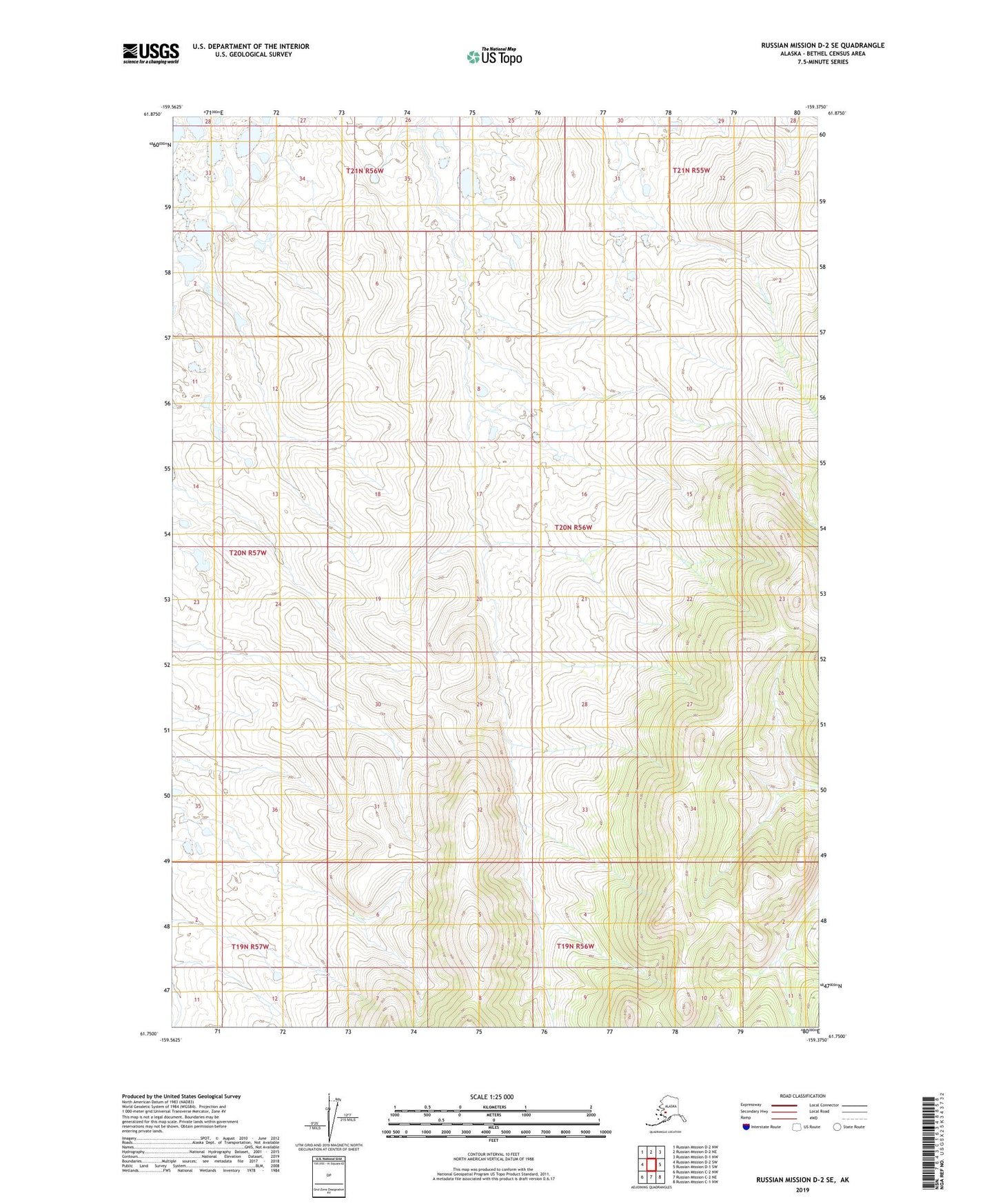Russian Mission D-2 SE Alaska US Topo Map Image