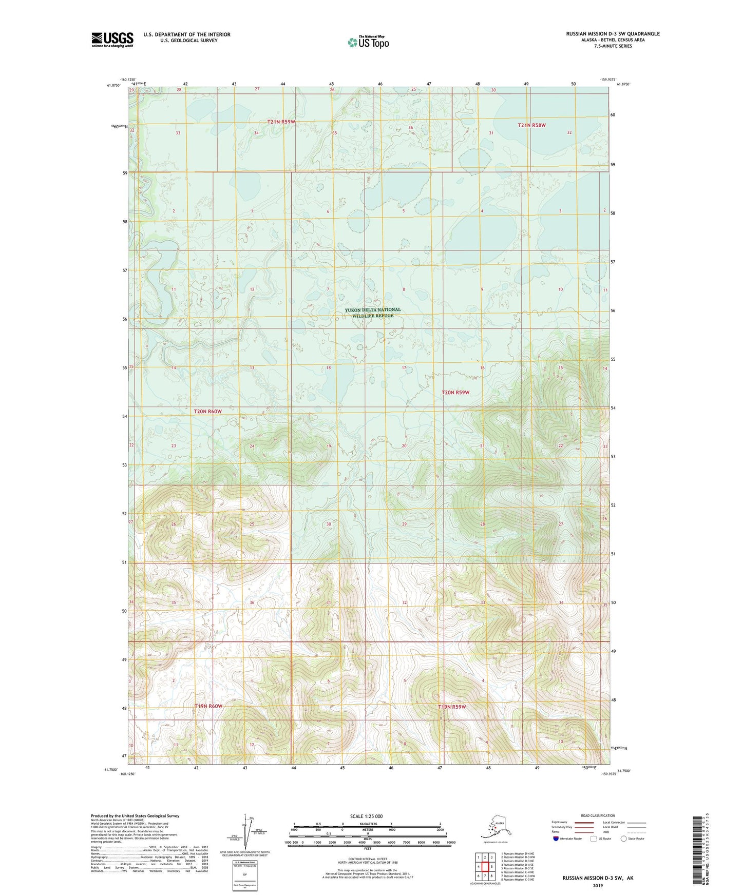 Russian Mission D-3 SW Alaska US Topo Map Image