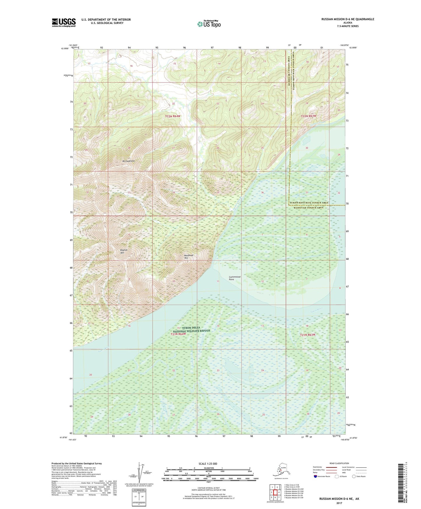 Russian Mission D-6 NE Alaska US Topo Map Image