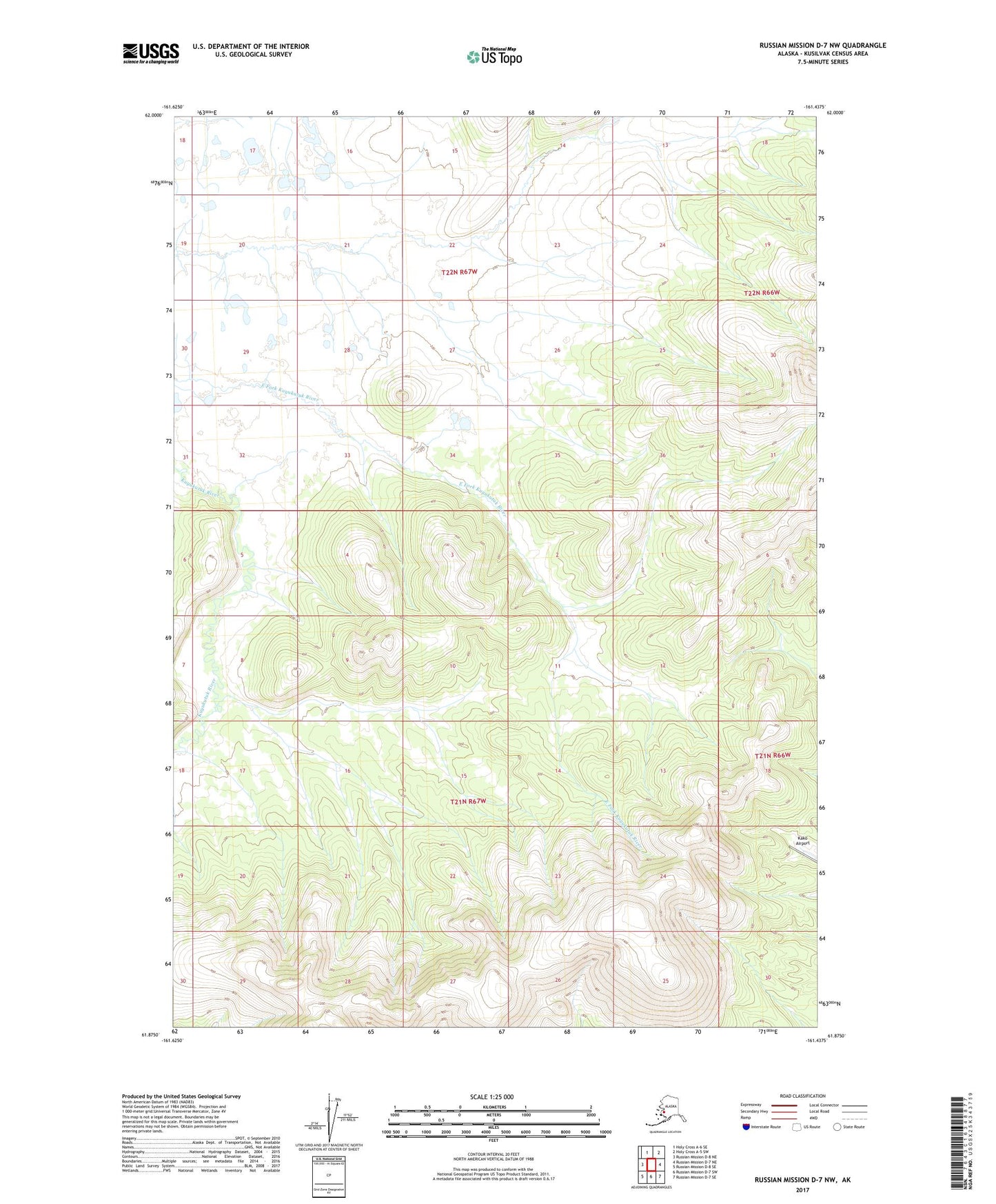 Russian Mission D-7 NW Alaska US Topo Map Image