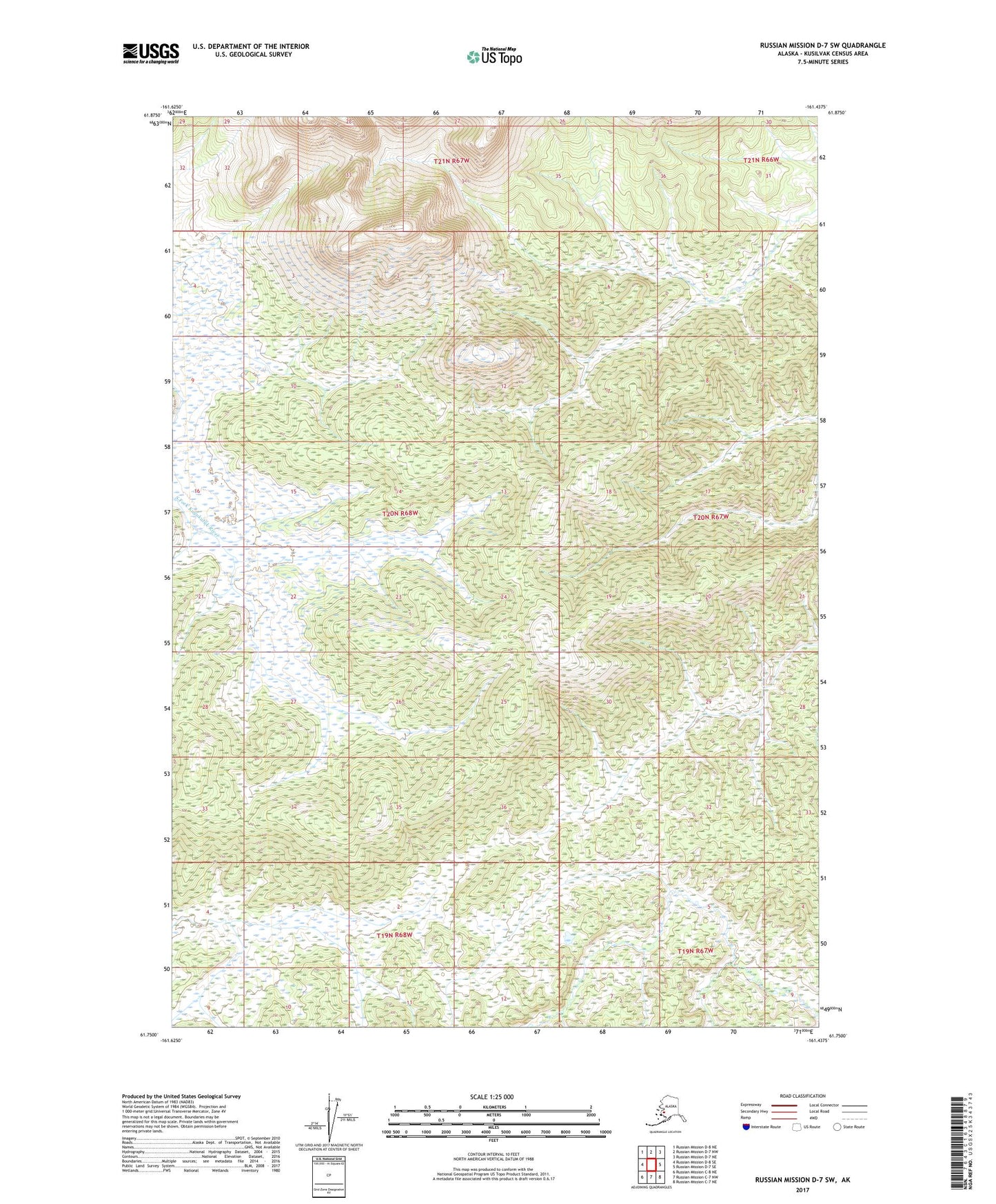 Russian Mission D-7 SW Alaska US Topo Map Image