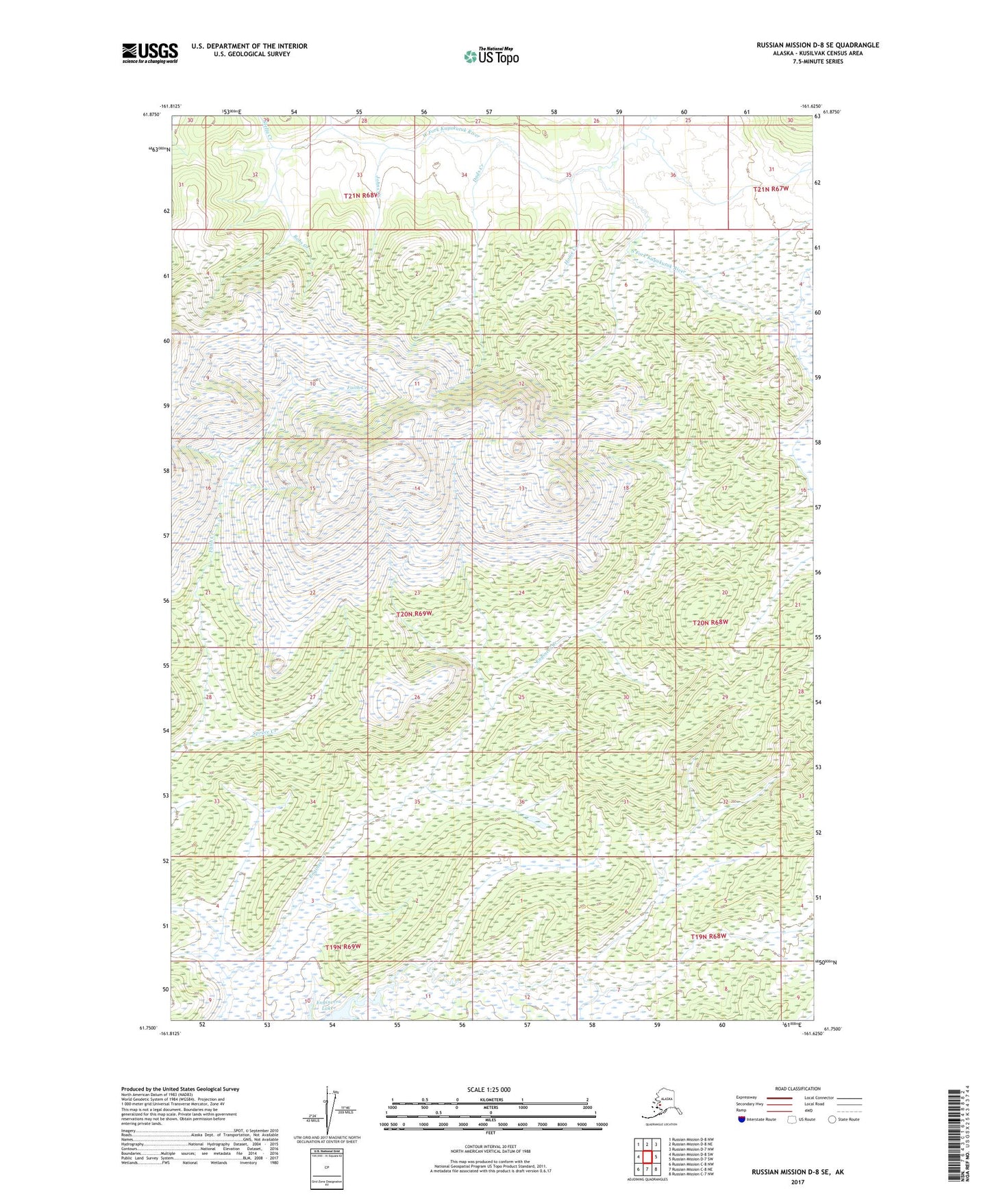 Russian Mission D-8 SE Alaska US Topo Map Image