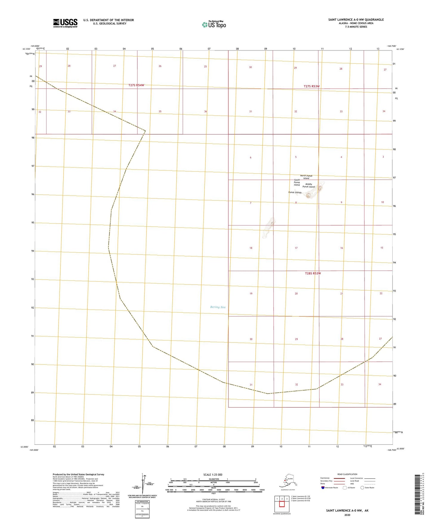 Saint Lawrence A-0 NW Alaska US Topo Map Image