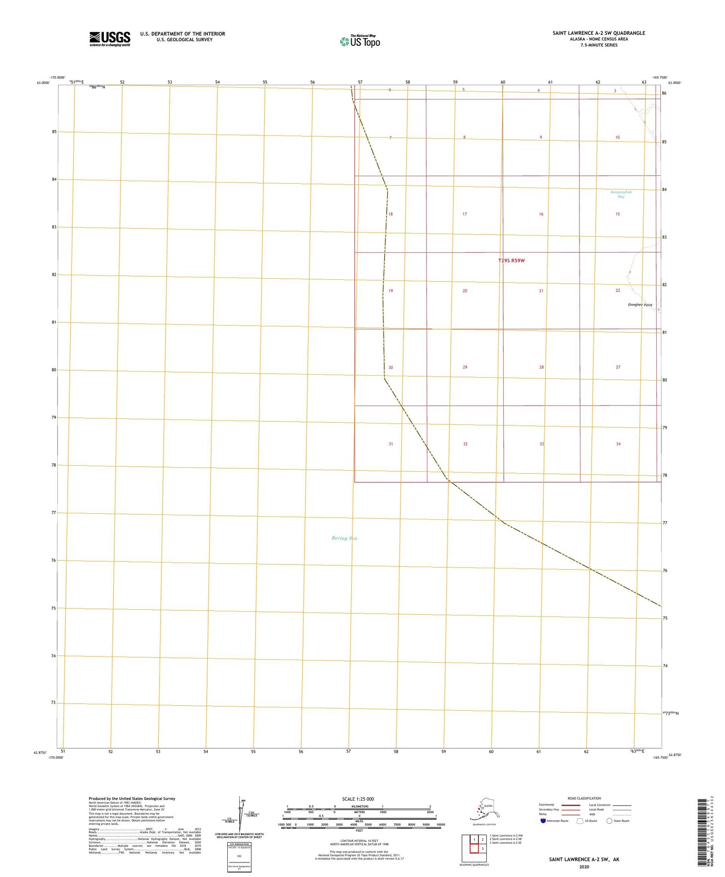 Saint Lawrence A-2 SW Alaska US Topo Map Image