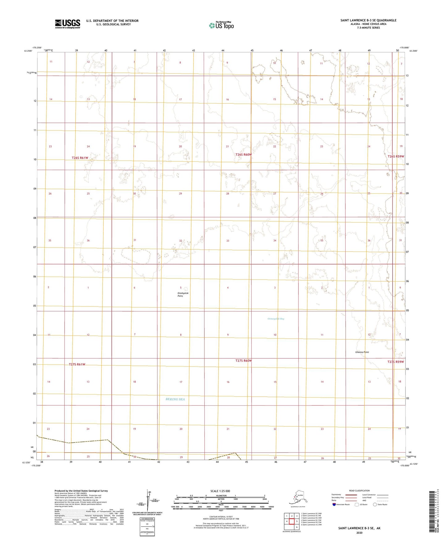 Saint Lawrence B-3 SE Alaska US Topo Map Image