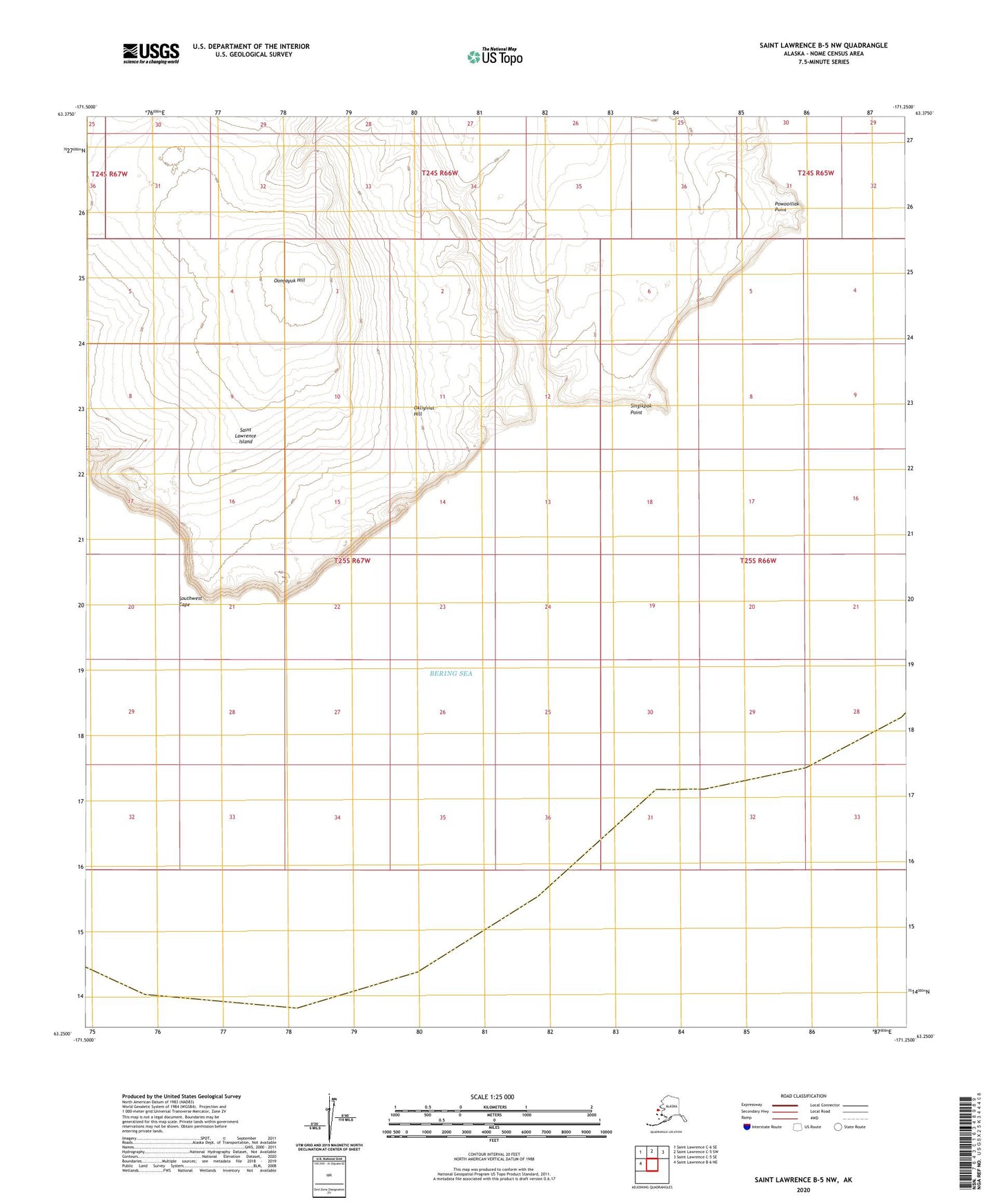 Saint Lawrence B-5 NW Alaska US Topo Map Image