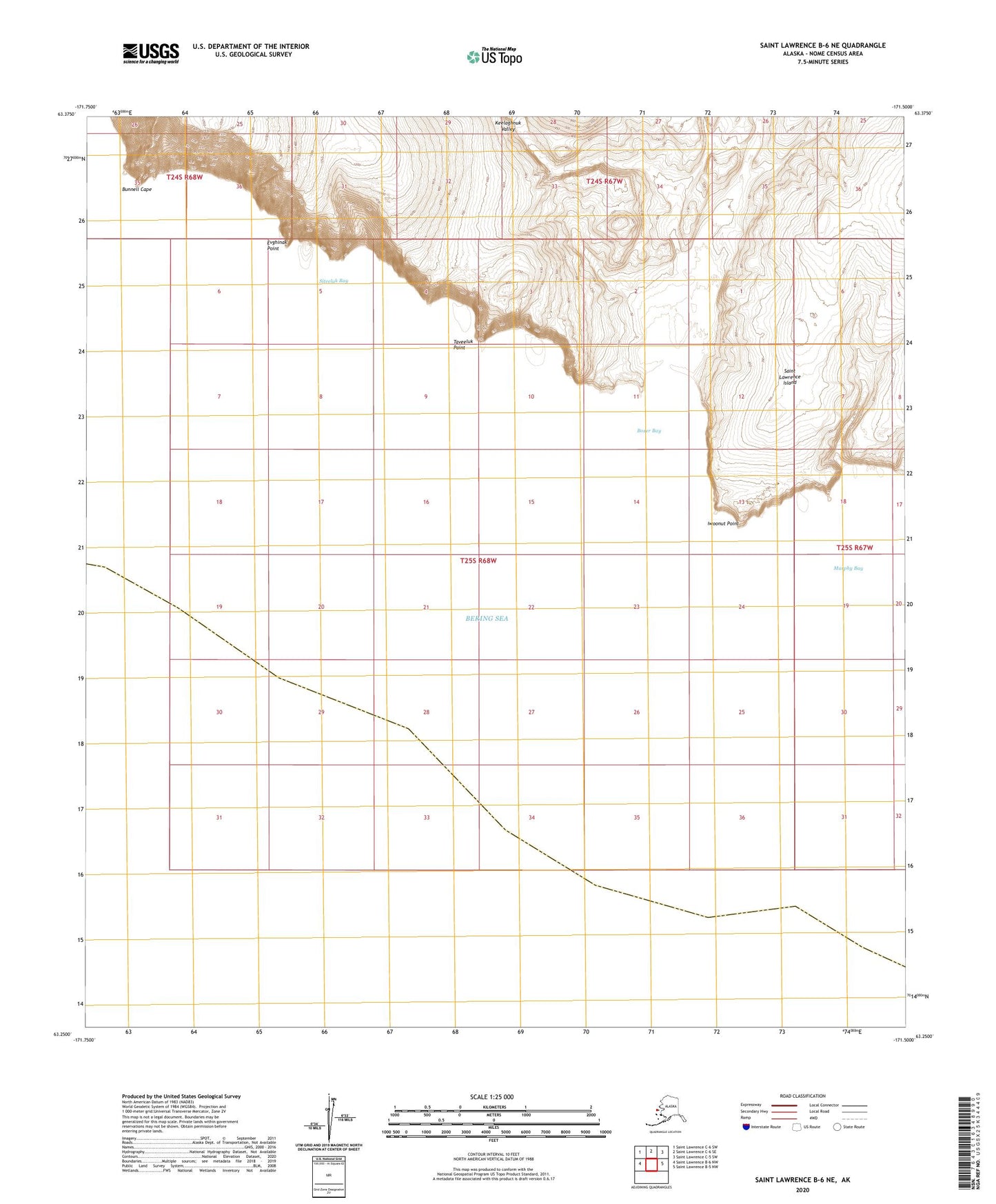 Saint Lawrence B-6 NE Alaska US Topo Map Image