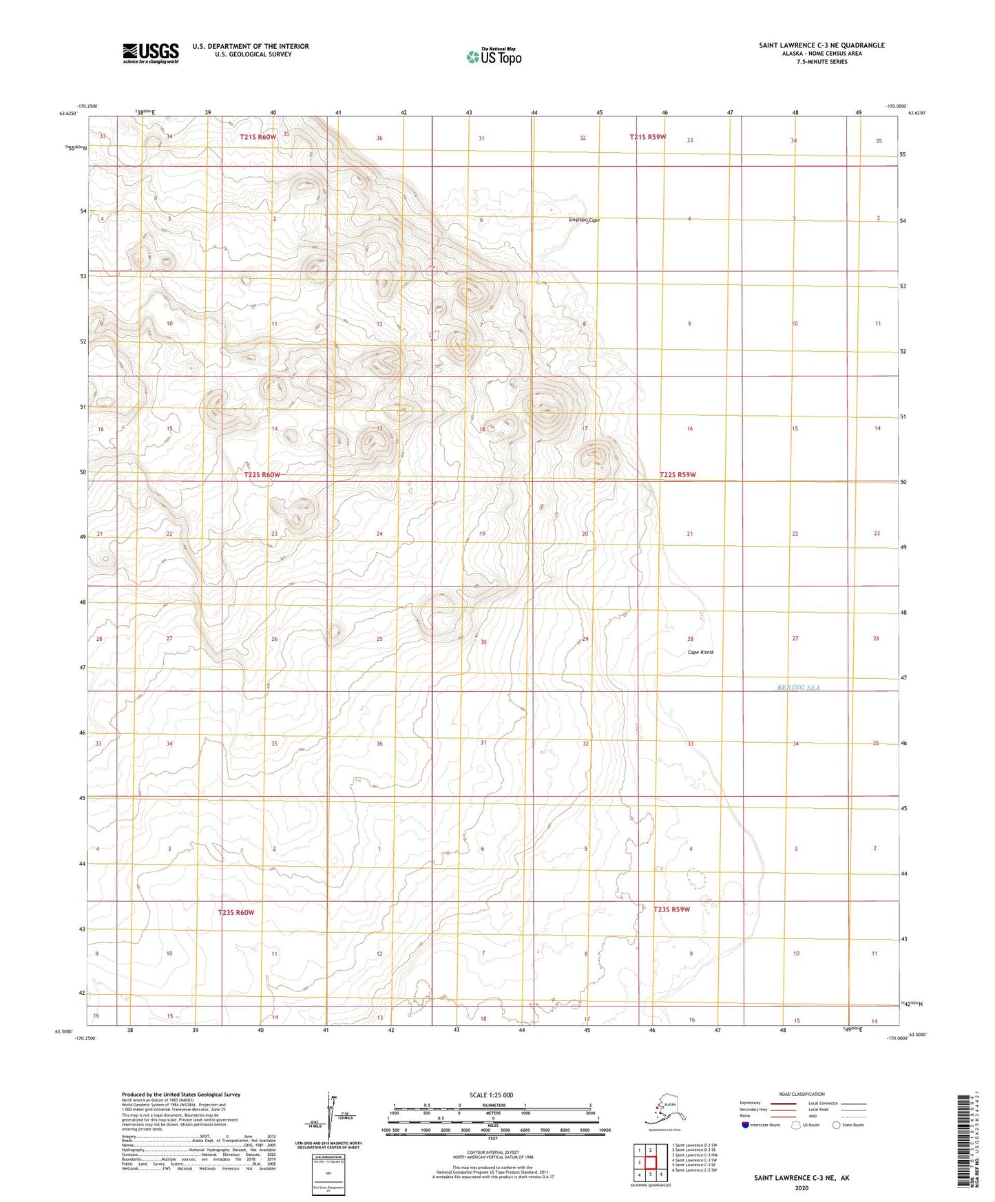 Saint Lawrence C-3 NE Alaska US Topo Map Image