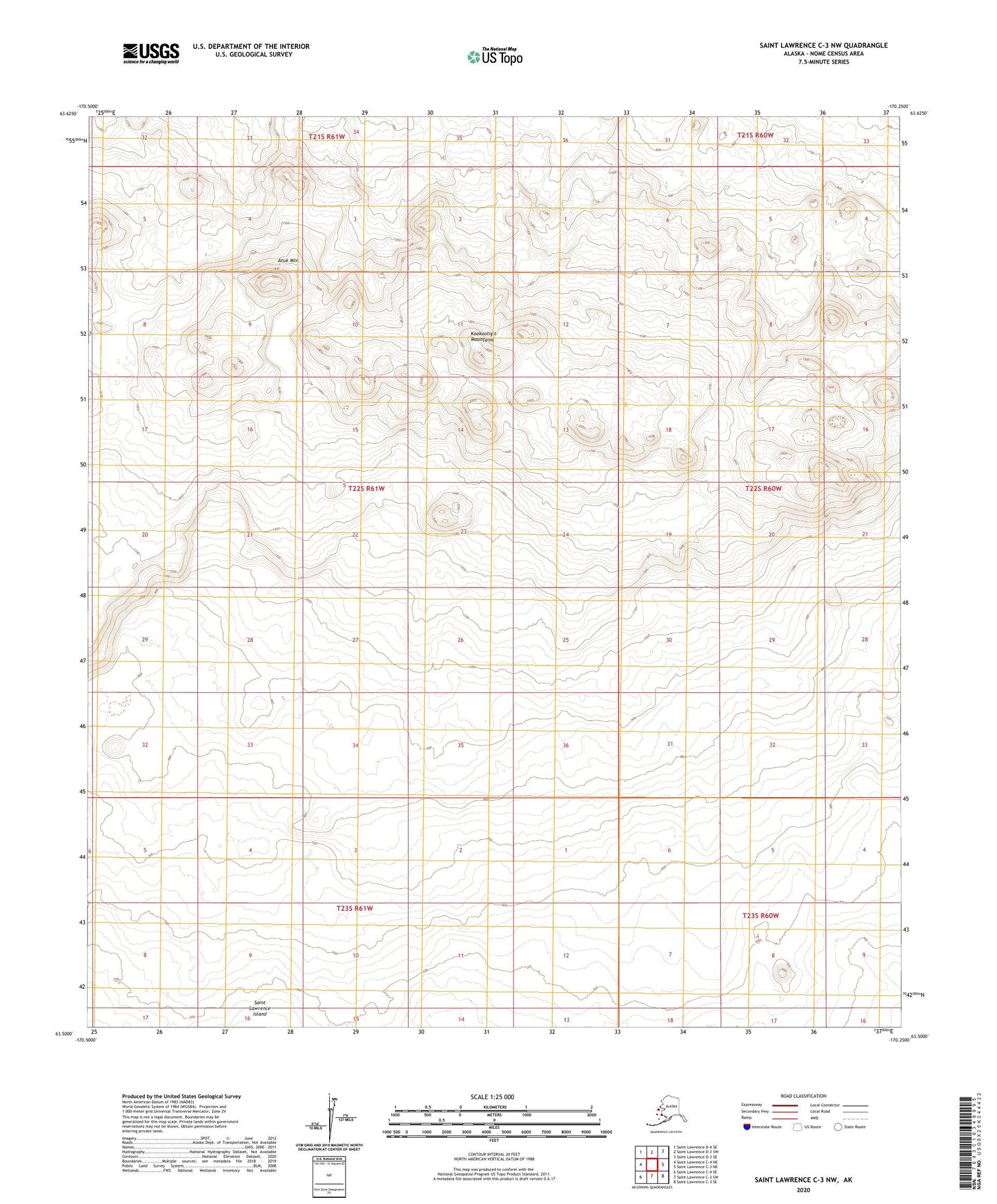 Saint Lawrence C-3 NW Alaska US Topo Map Image