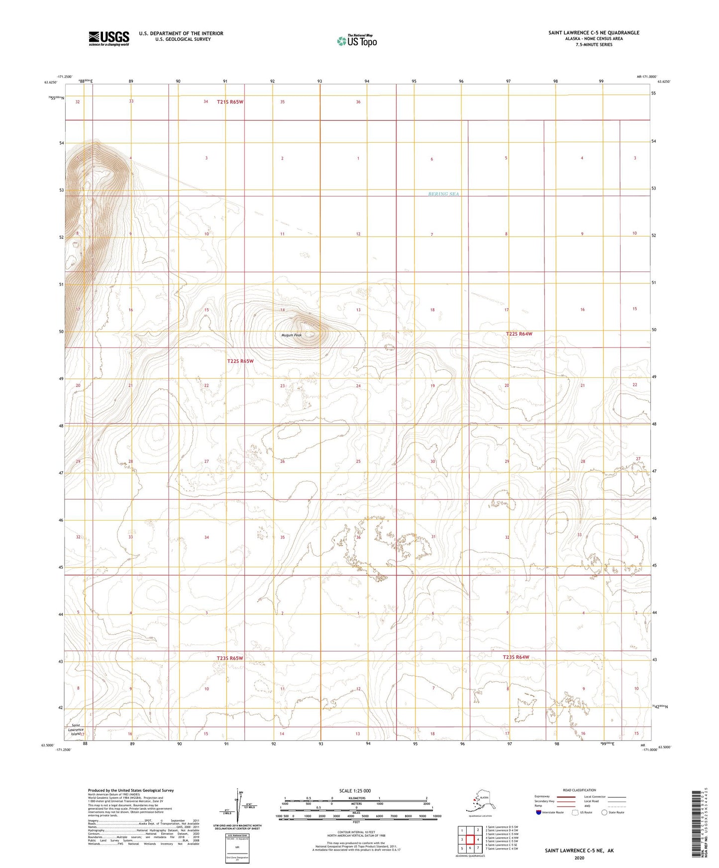 Saint Lawrence C-5 NE Alaska US Topo Map Image