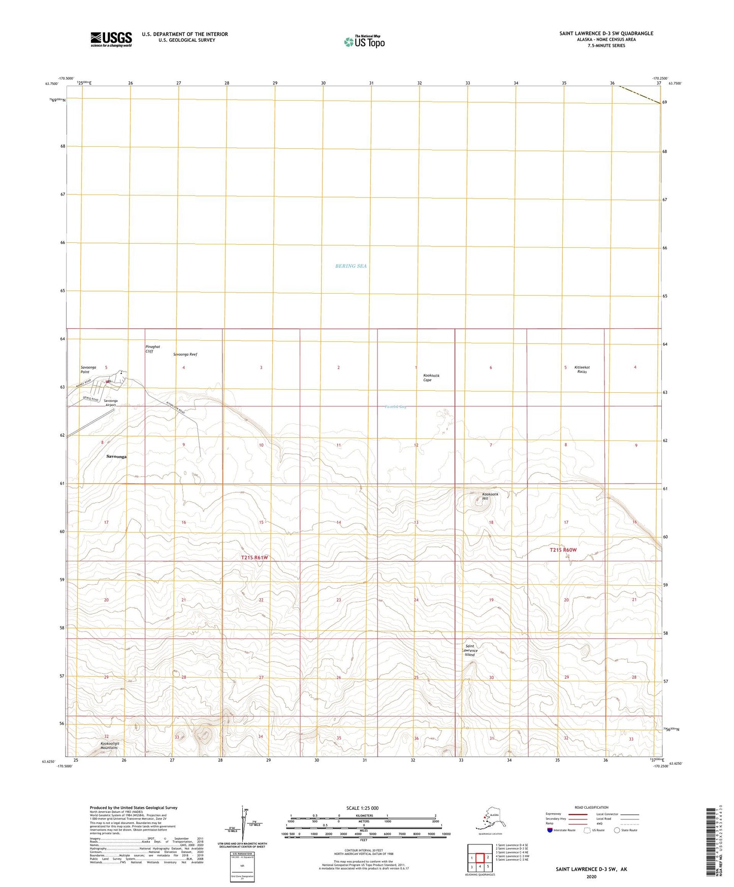 Saint Lawrence D-3 SW Alaska US Topo Map Image
