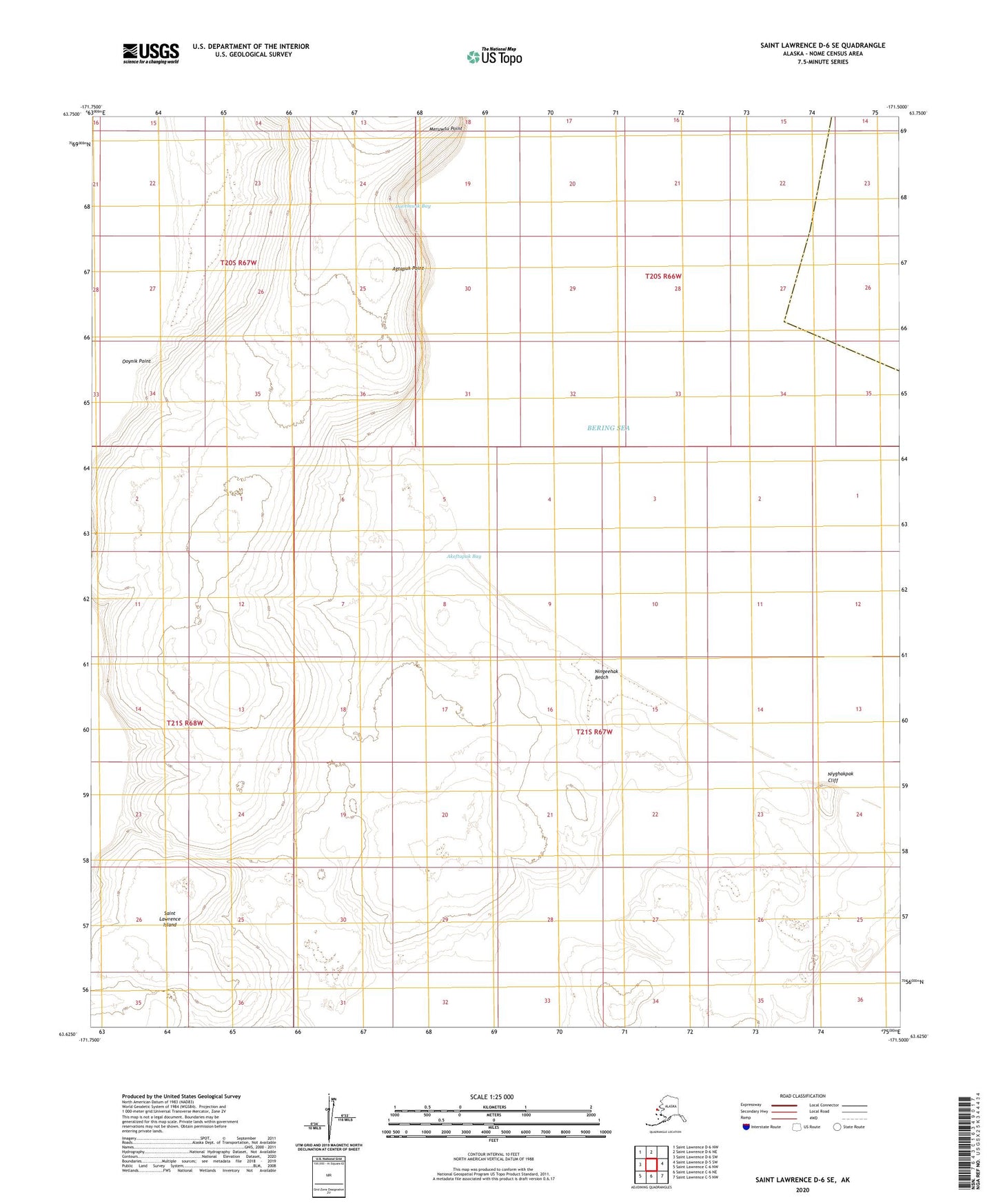 Saint Lawrence D-6 SE Alaska US Topo Map Image