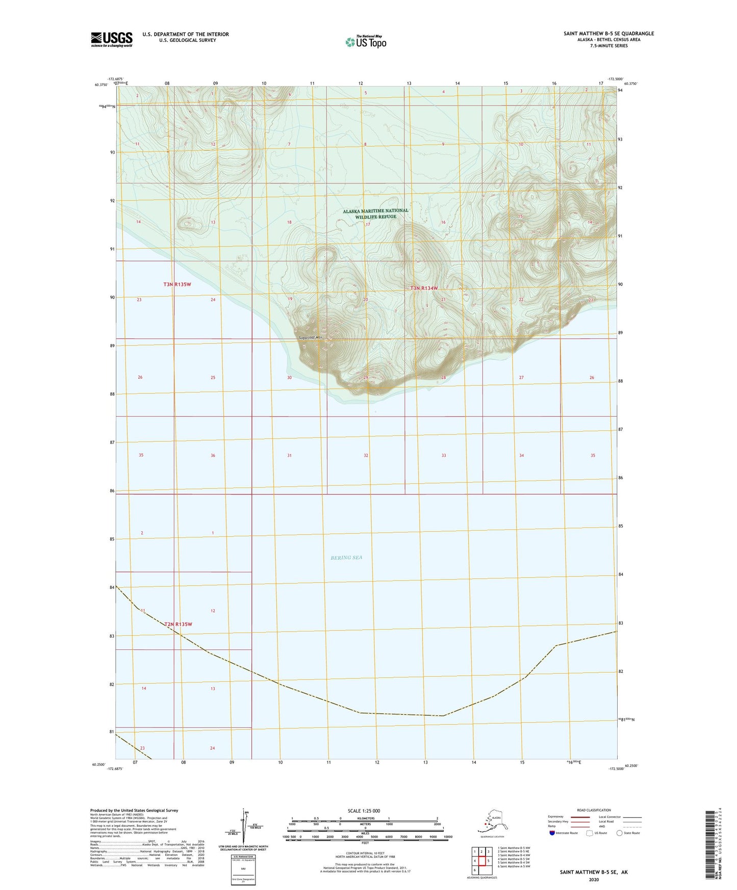 Saint Matthew B-5 SE Alaska US Topo Map Image