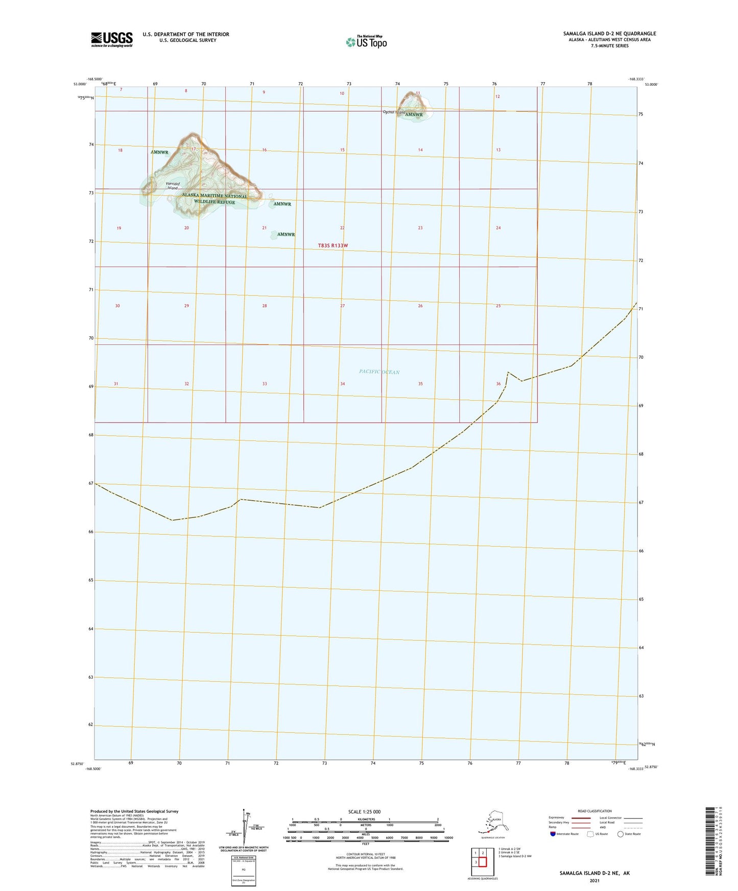 Samalga Island D-2 NE Alaska US Topo Map Image