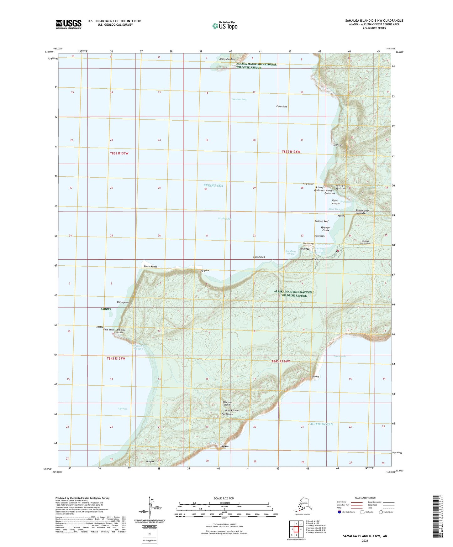 Samalga Island D-3 NW Alaska US Topo Map Image