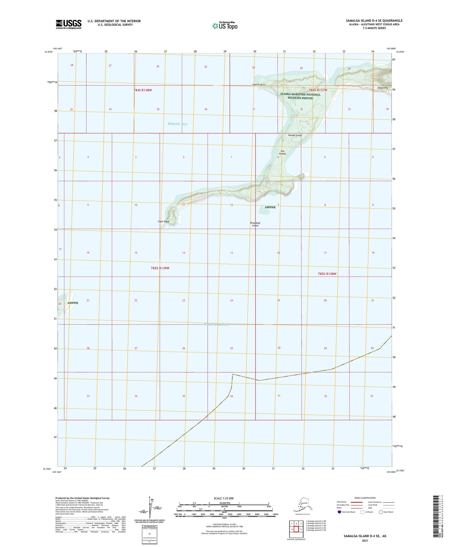 Samalga Island D-4 SE Alaska US Topo Map Image