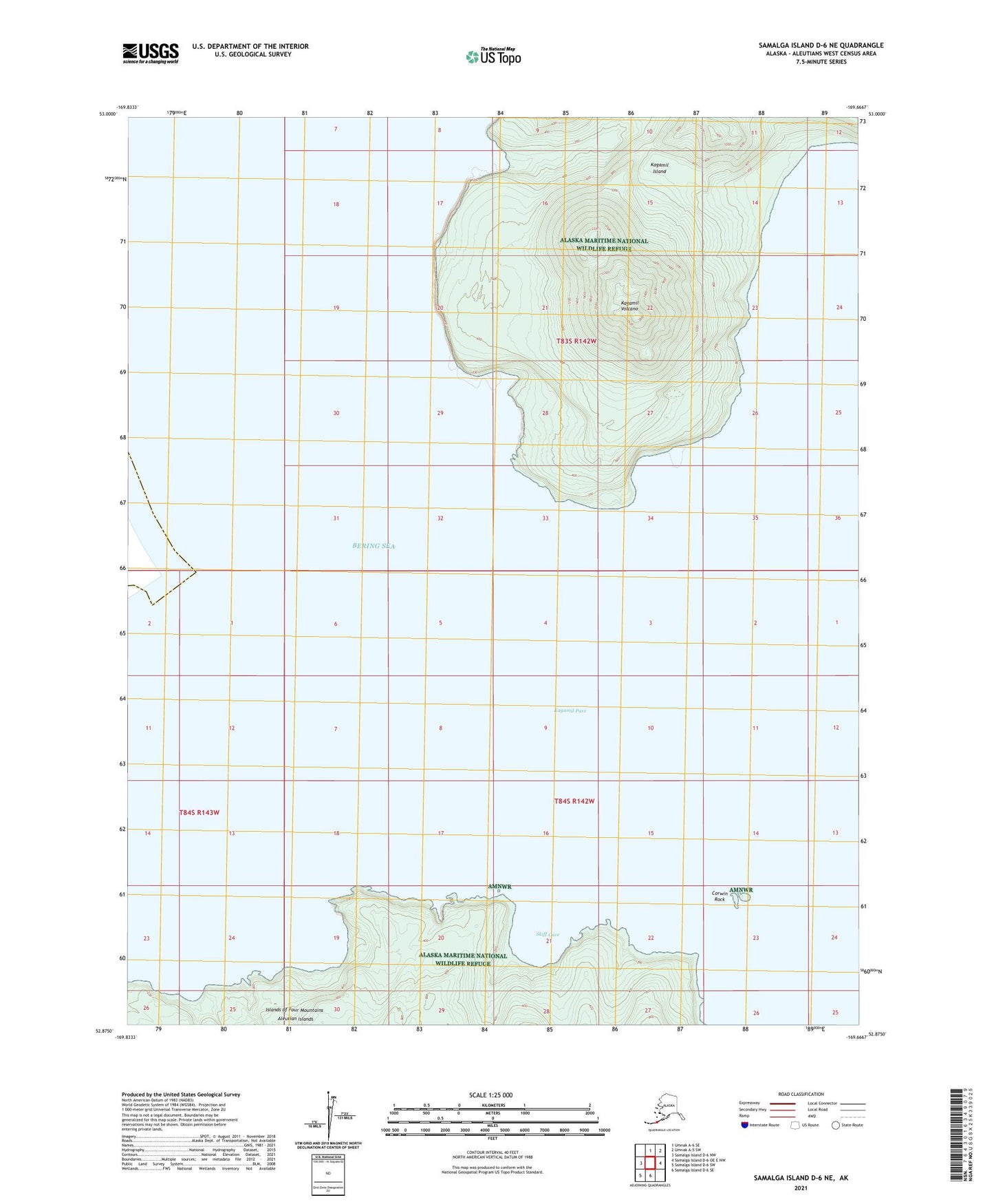 Samalga Island D-6 NE Alaska US Topo Map Image