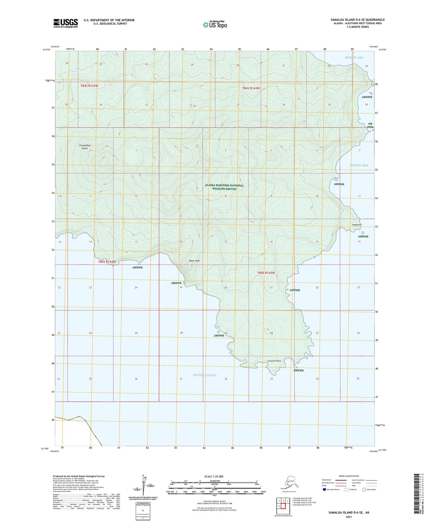 Samalga Island D-6 SE Alaska US Topo Map Image