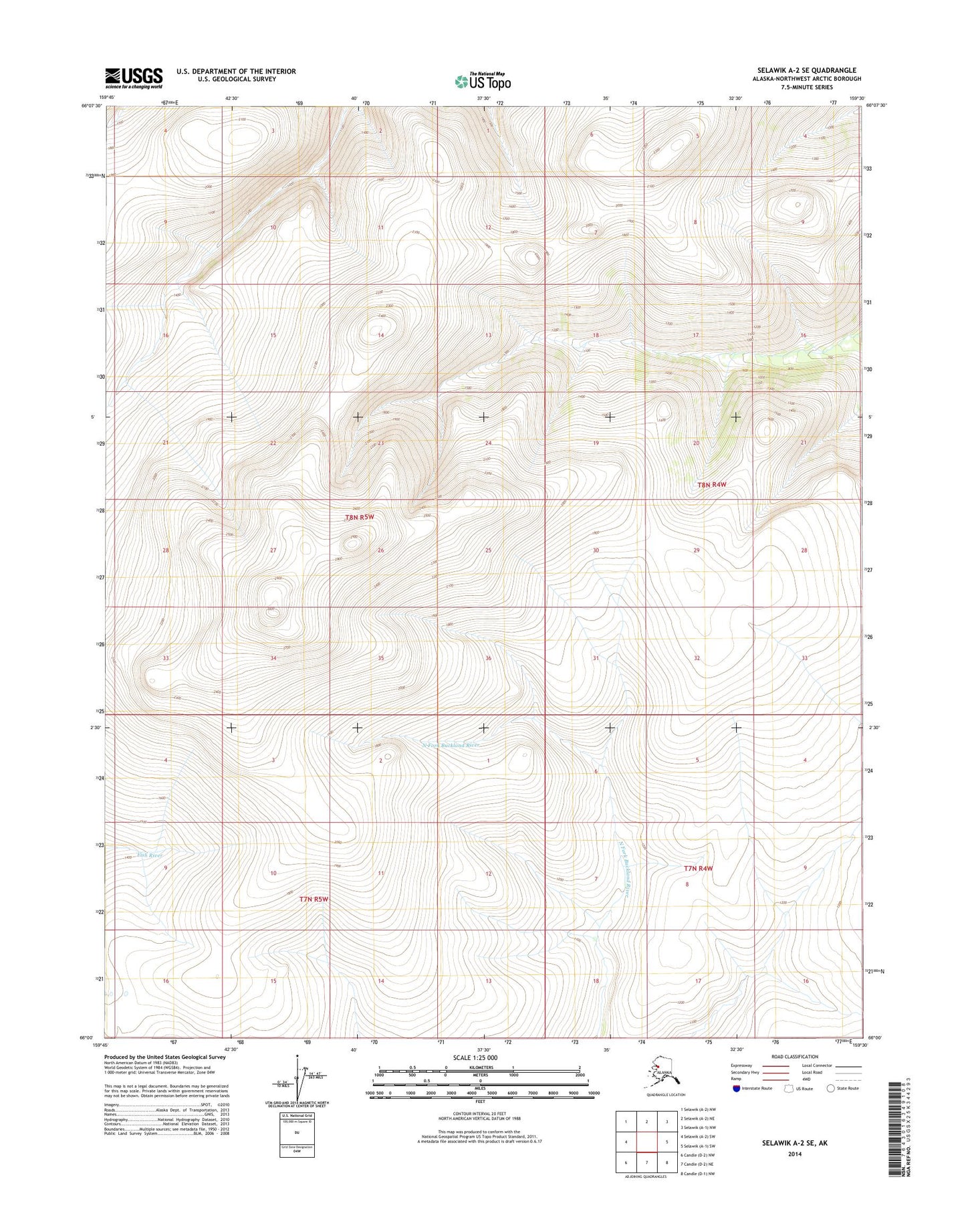 Selawik A-2 SE Alaska US Topo Map Image