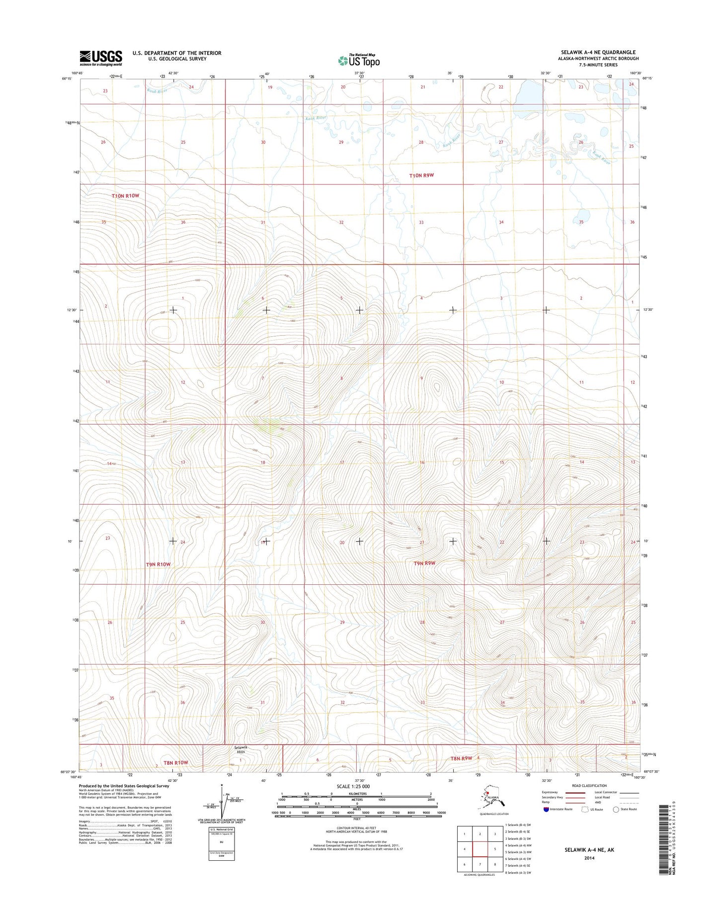 Selawik A-4 NE Alaska US Topo Map Image