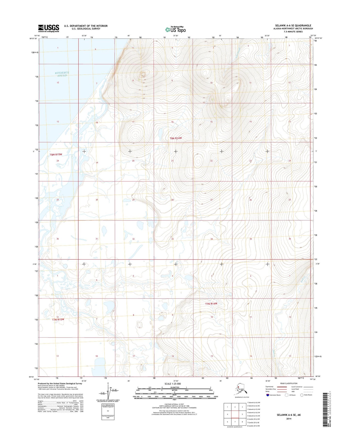 Selawik A-6 SE Alaska US Topo Map Image