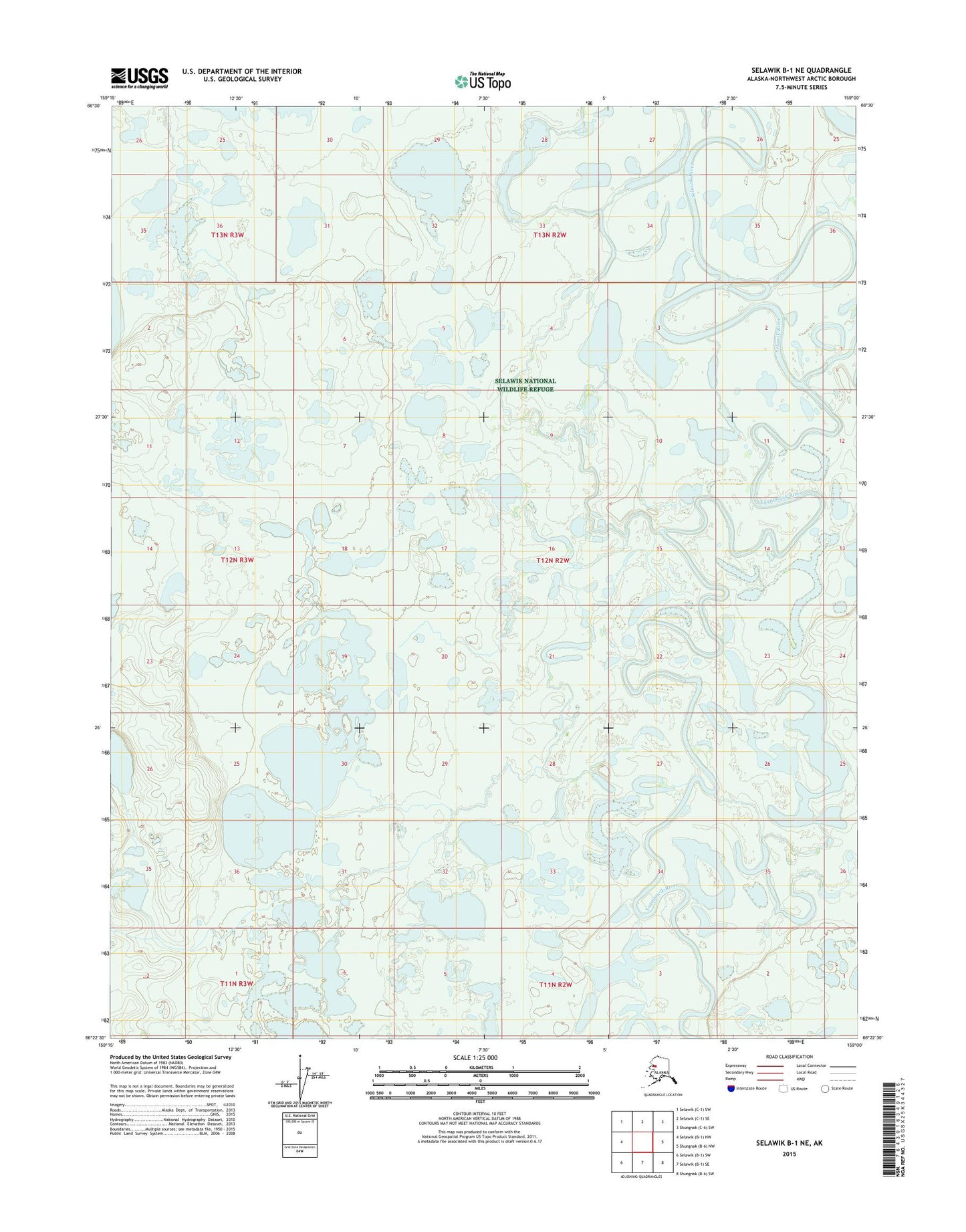 Selawik B-1 NE Alaska US Topo Map Image