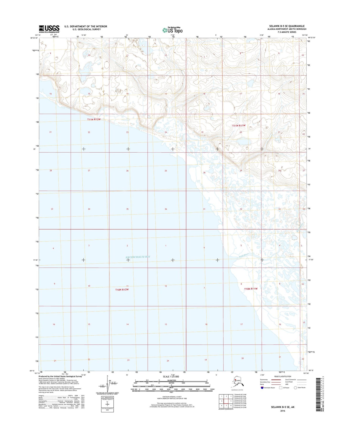 Selawik B-5 SE Alaska US Topo Map Image