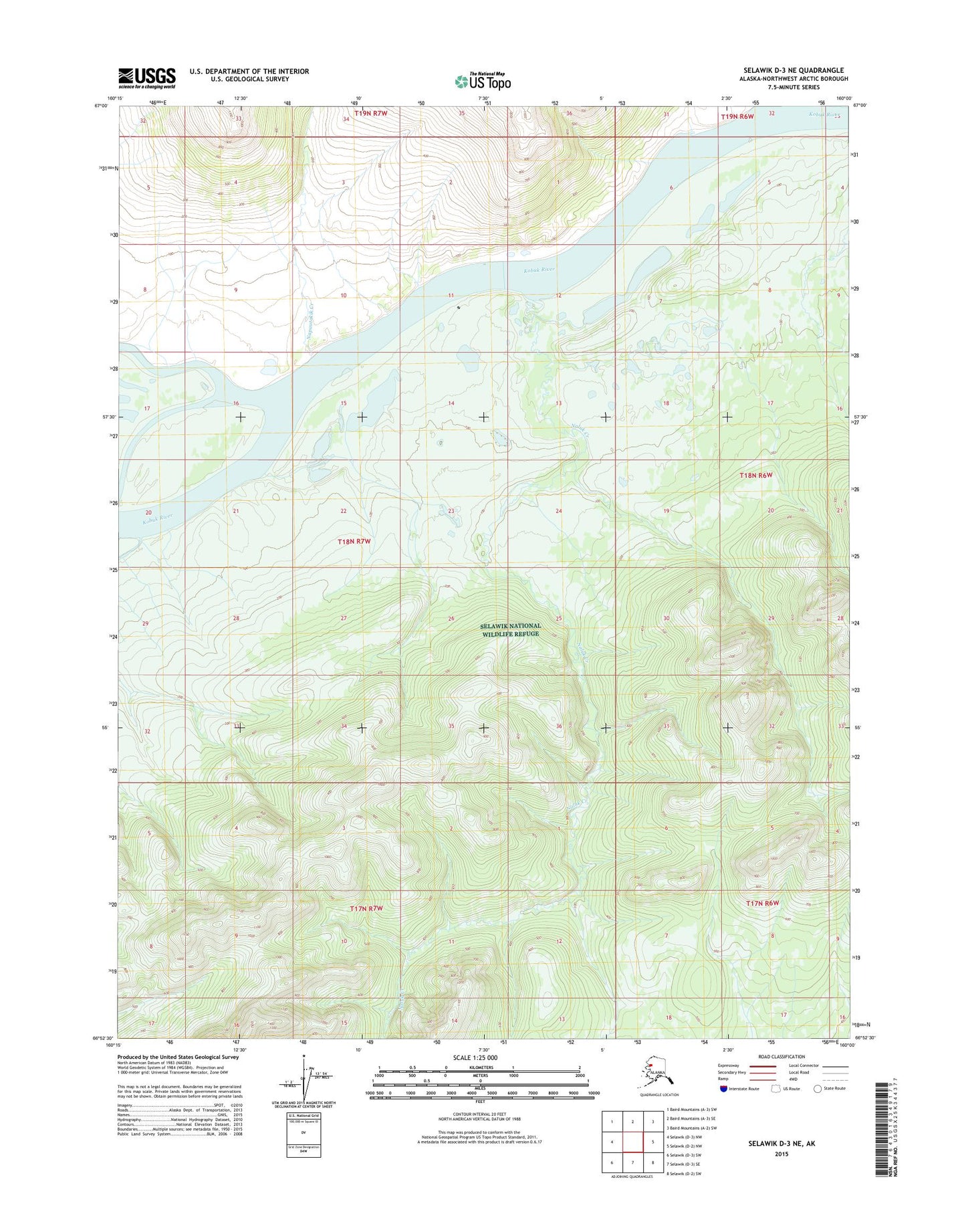 Selawik D-3 NE Alaska US Topo Map Image