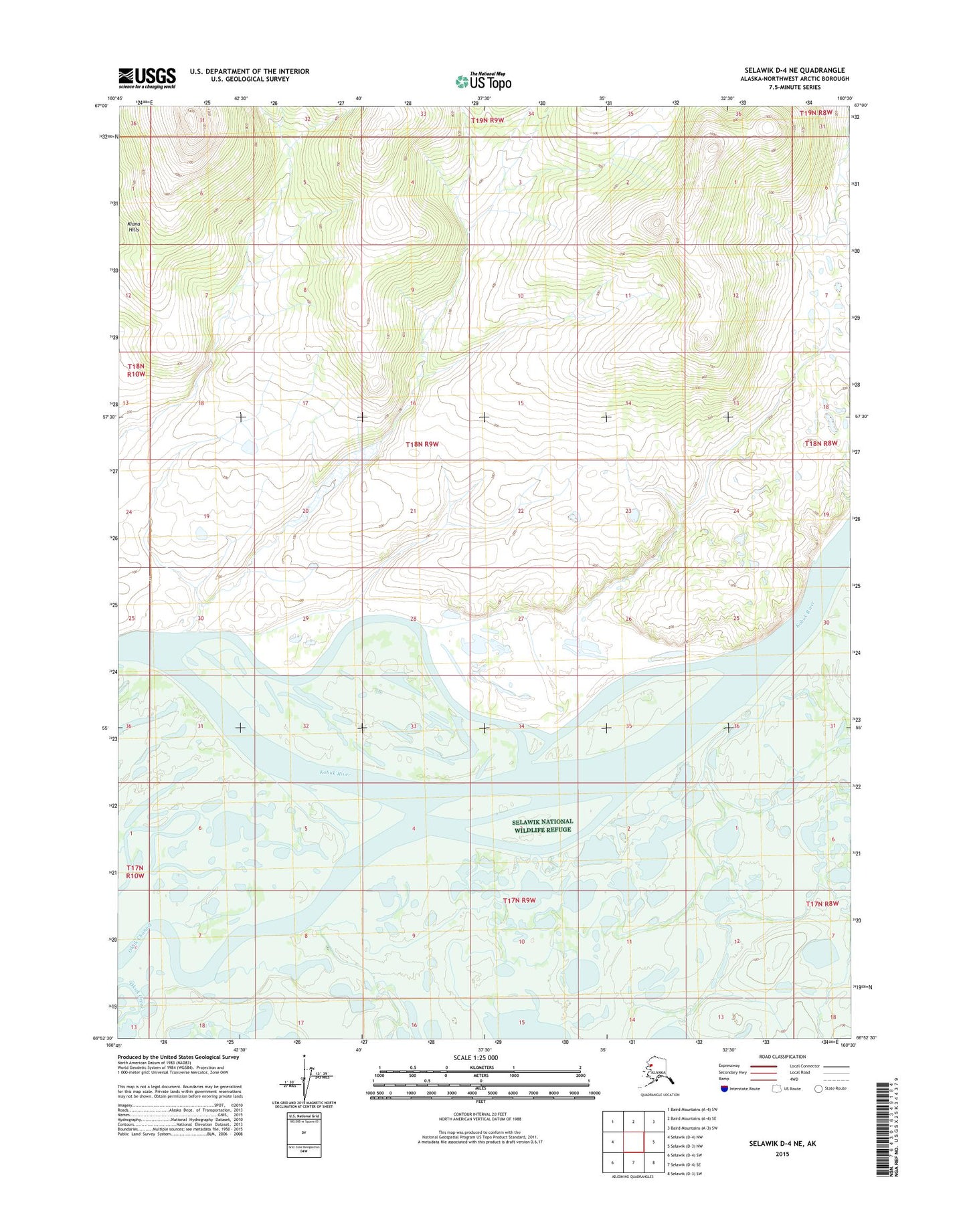 Selawik D-4 NE Alaska US Topo Map Image
