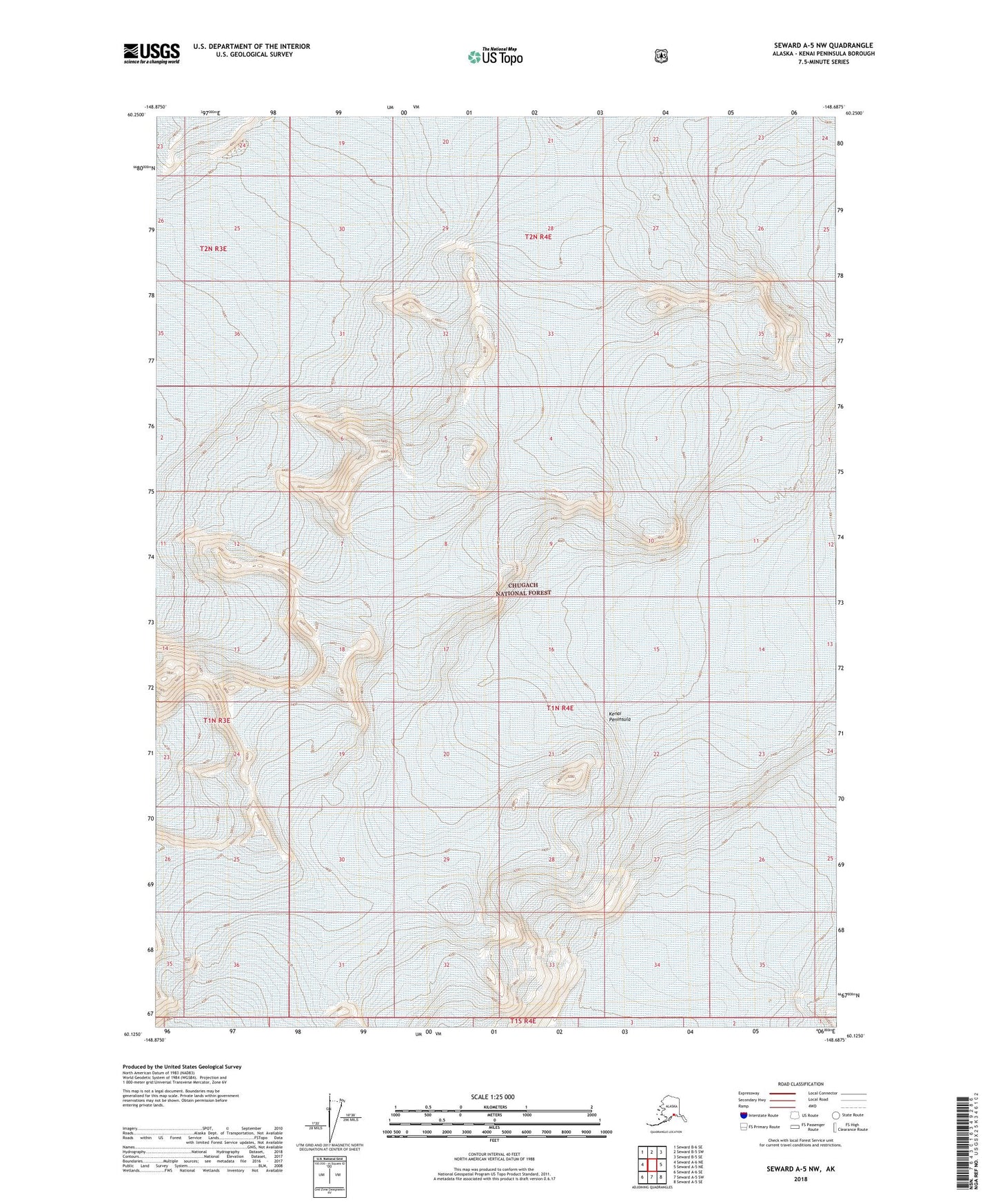 Seward A-5 NW Alaska US Topo Map Image