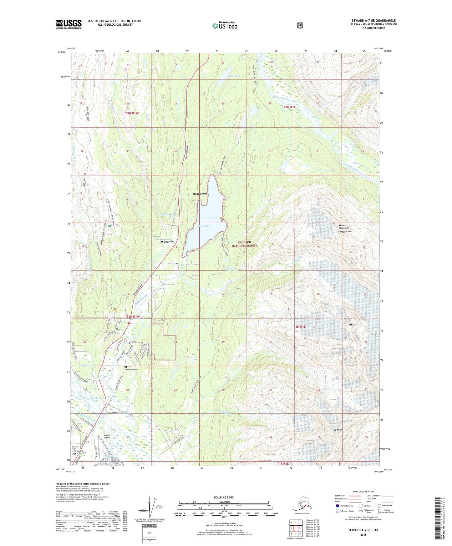 Seward A-7 NE Alaska US Topo Map Image