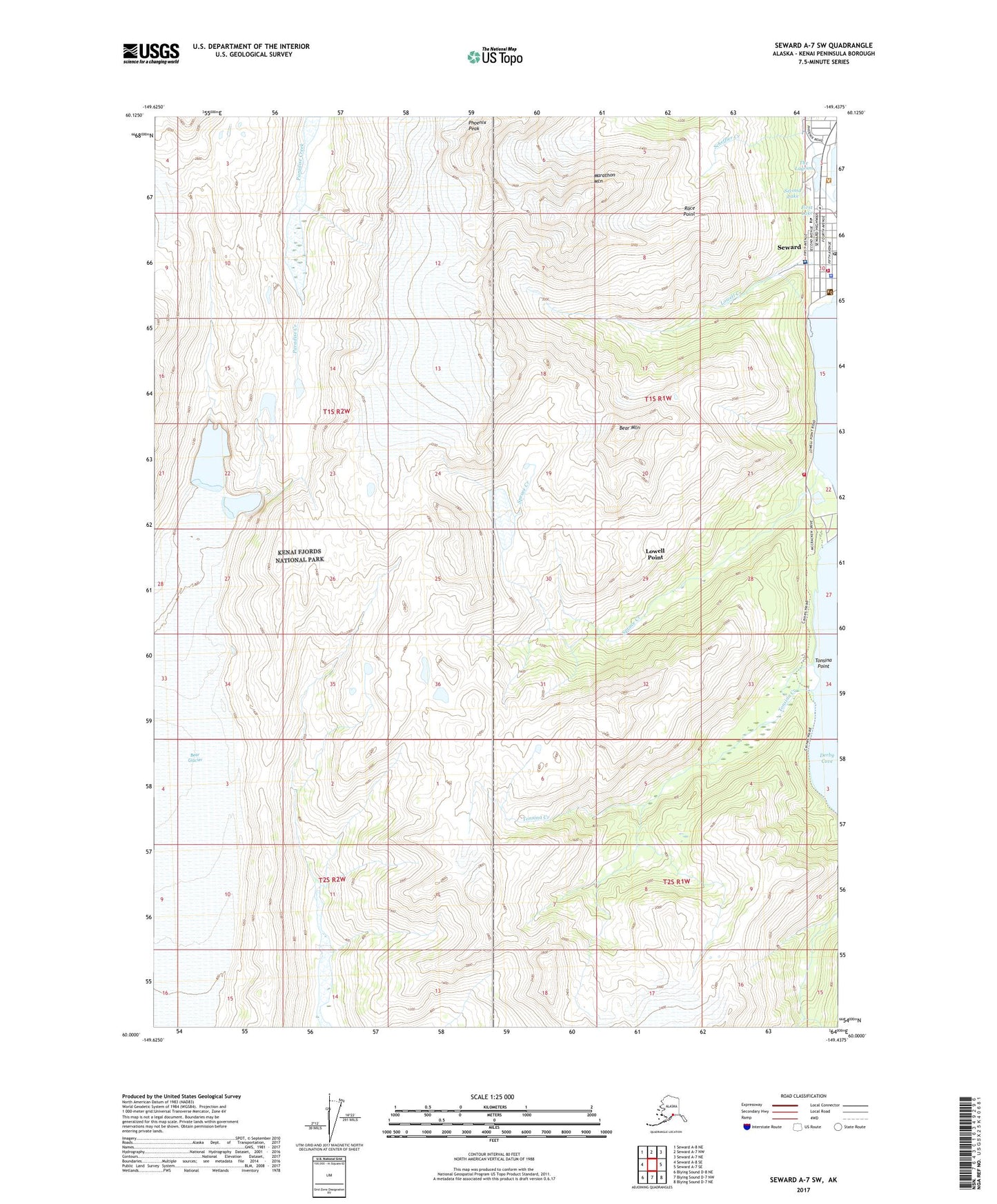 Seward A-7 SW Alaska US Topo Map Image