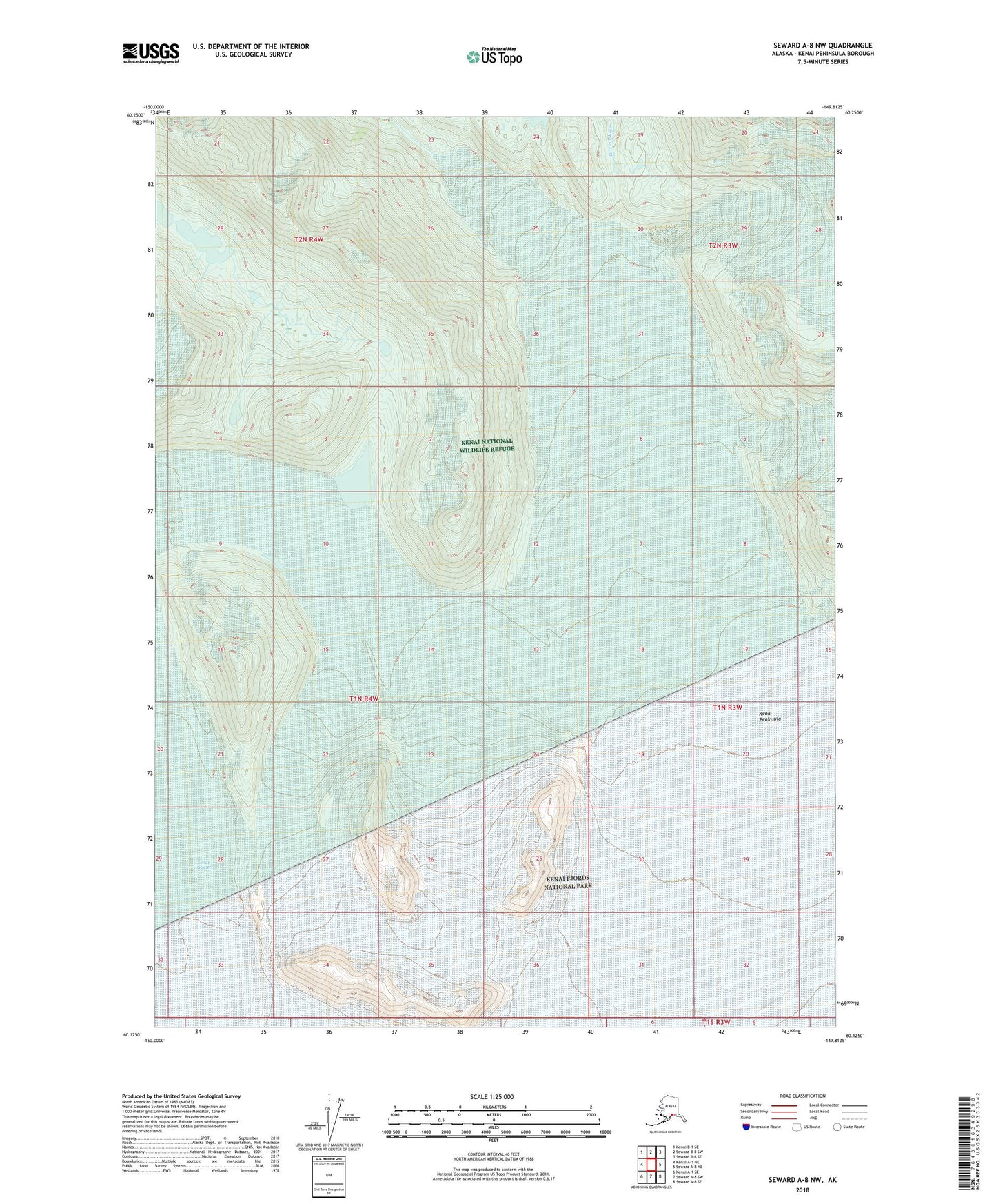 Seward A-8 NW Alaska US Topo Map Image