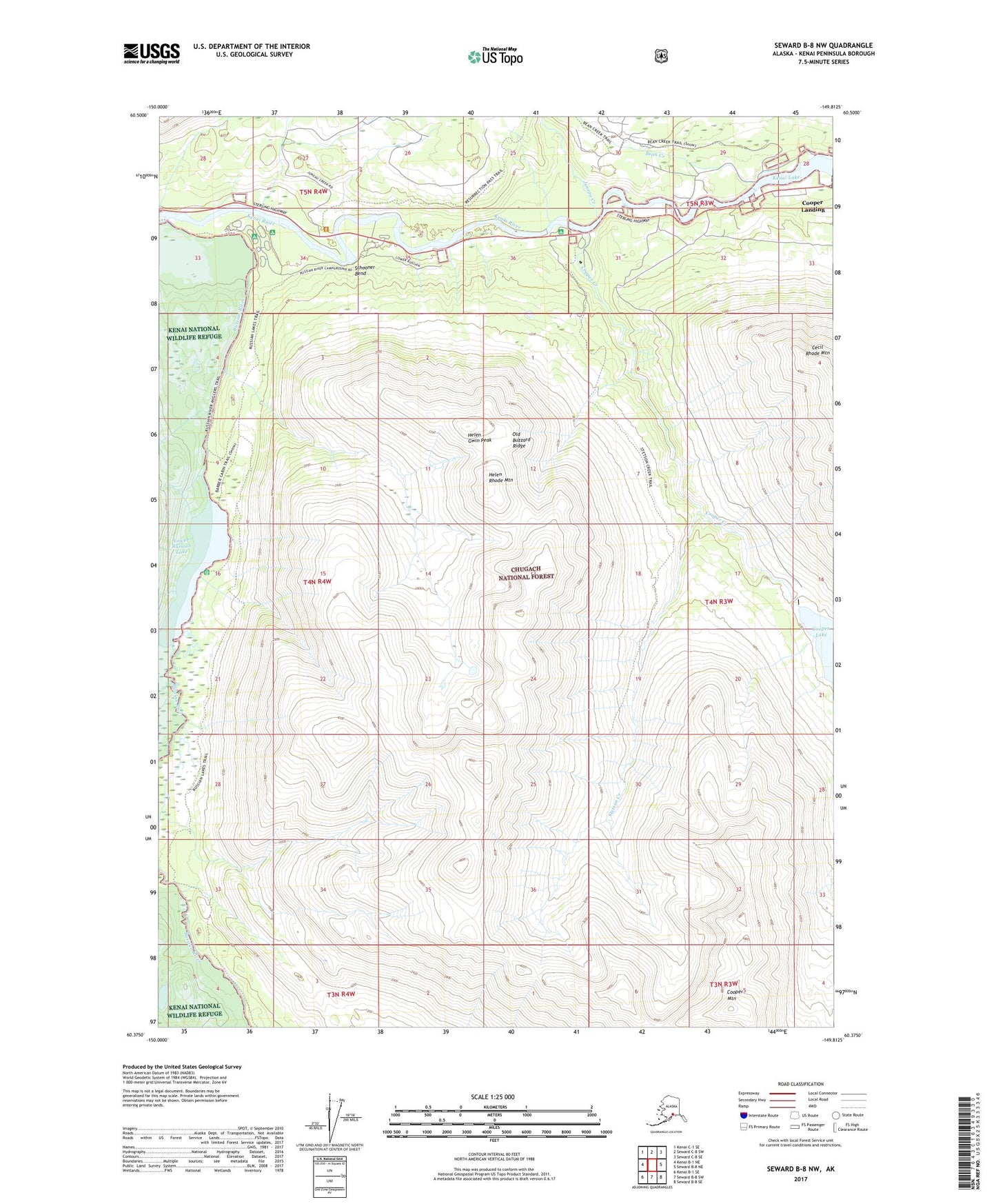 Seward B-8 NW Alaska US Topo Map Image