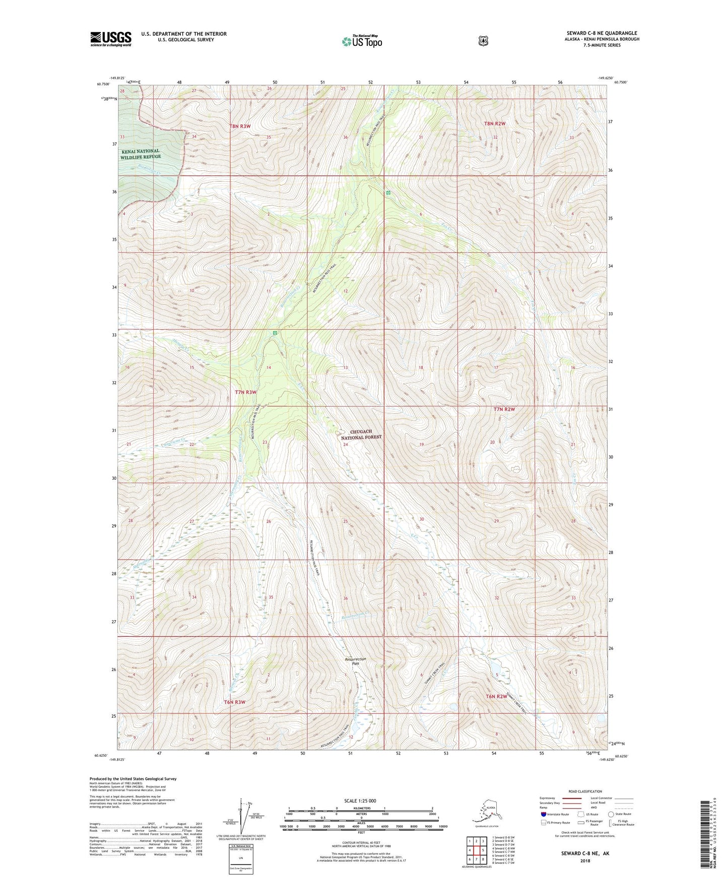 Seward C-8 NE Alaska US Topo Map Image