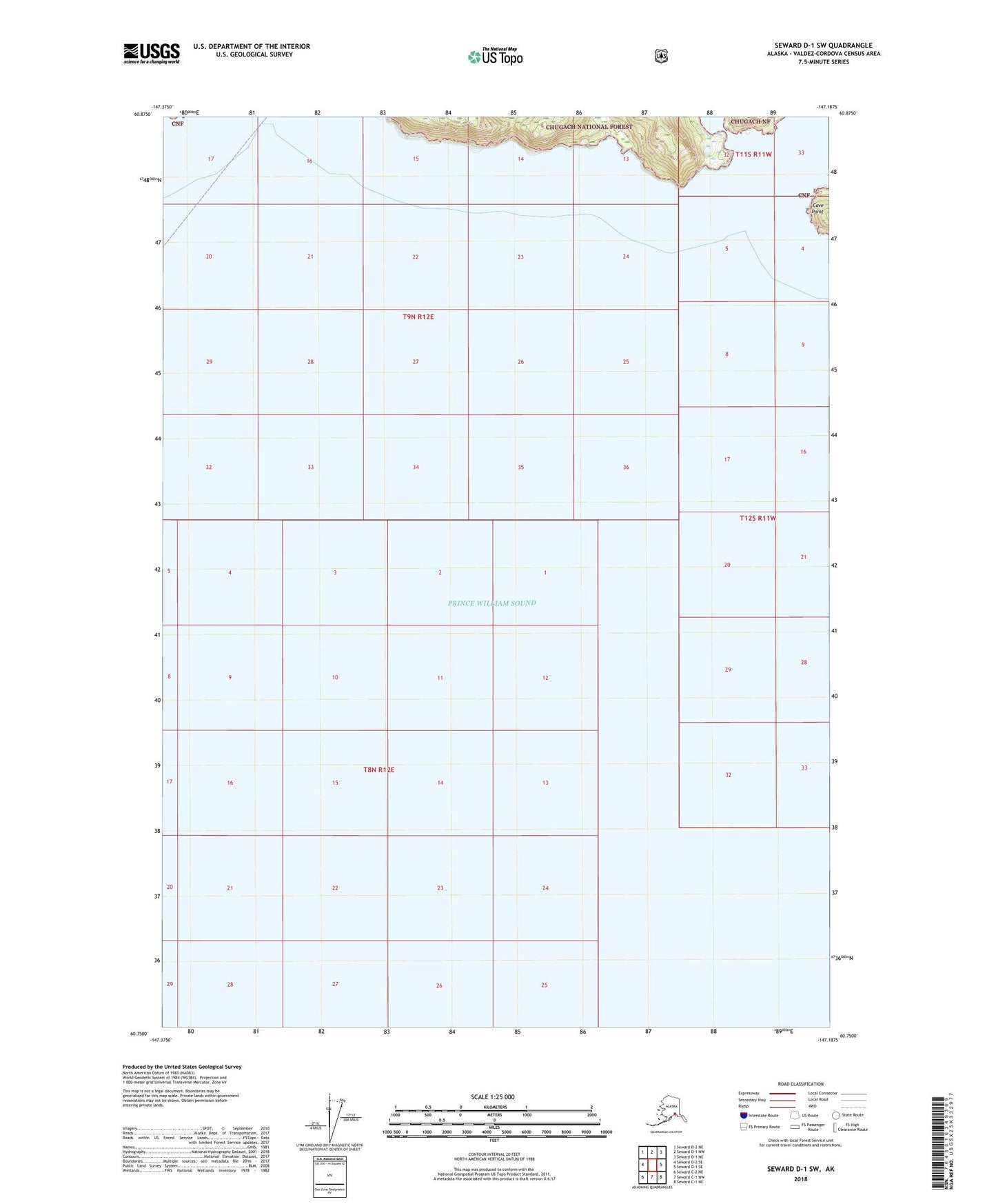Seward D-1 SW Alaska US Topo Map Image