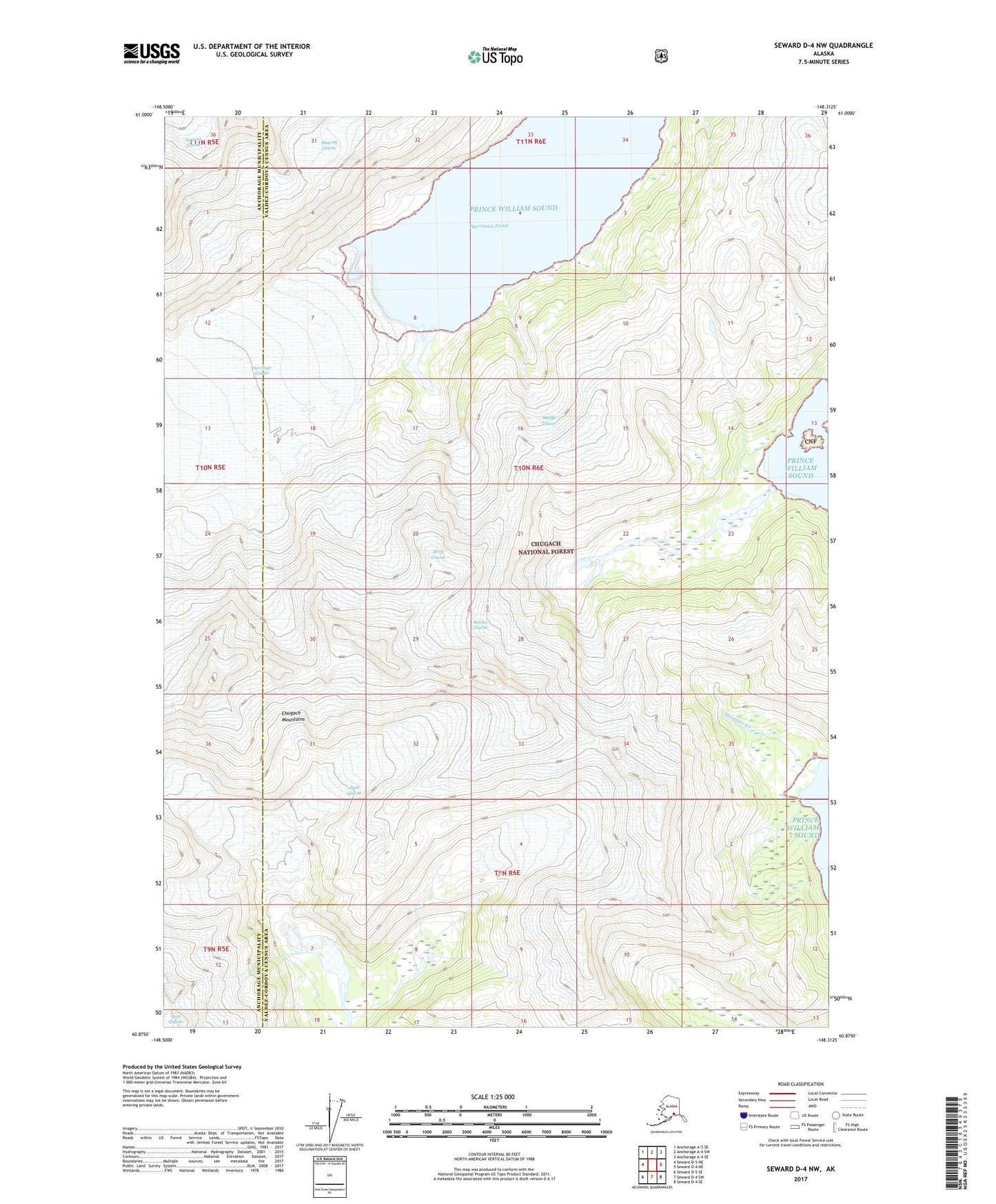 Seward D-4 NW Alaska US Topo Map Image