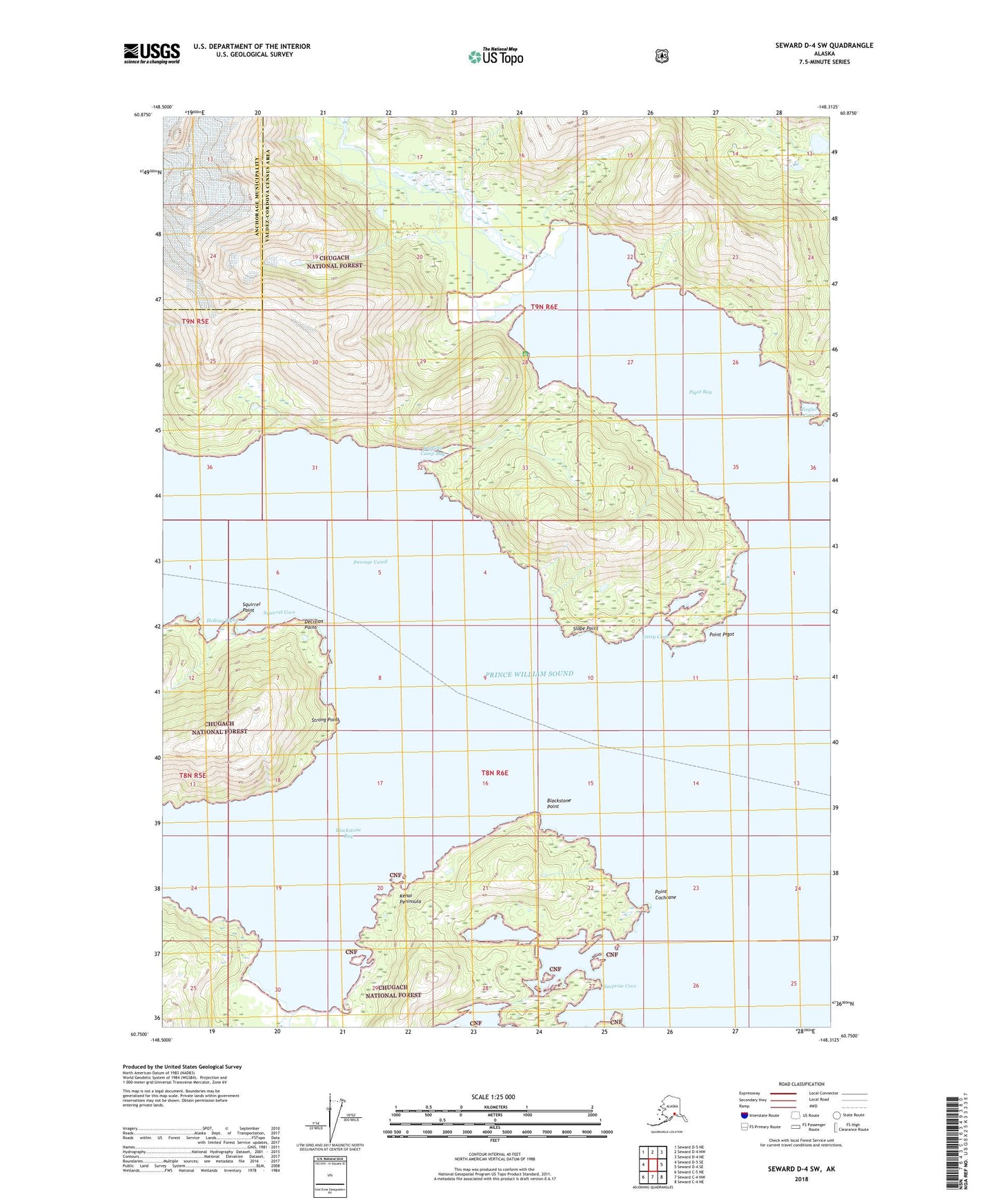 Seward D-4 SW Alaska US Topo Map Image