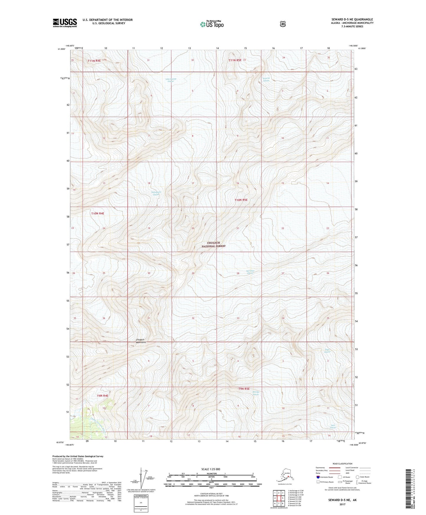 Seward D-5 NE Alaska US Topo Map Image
