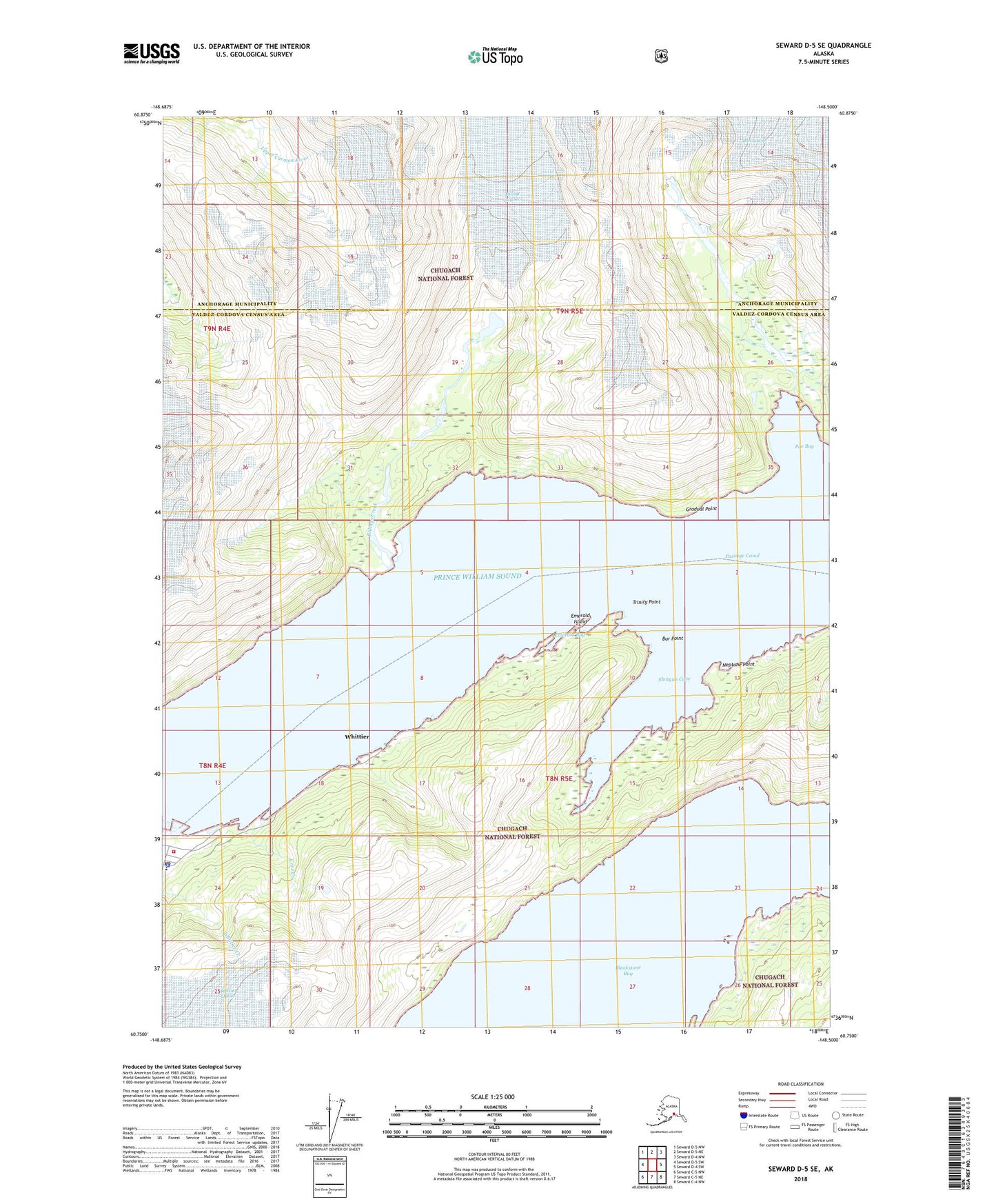 Seward D-5 SE Alaska US Topo Map Image