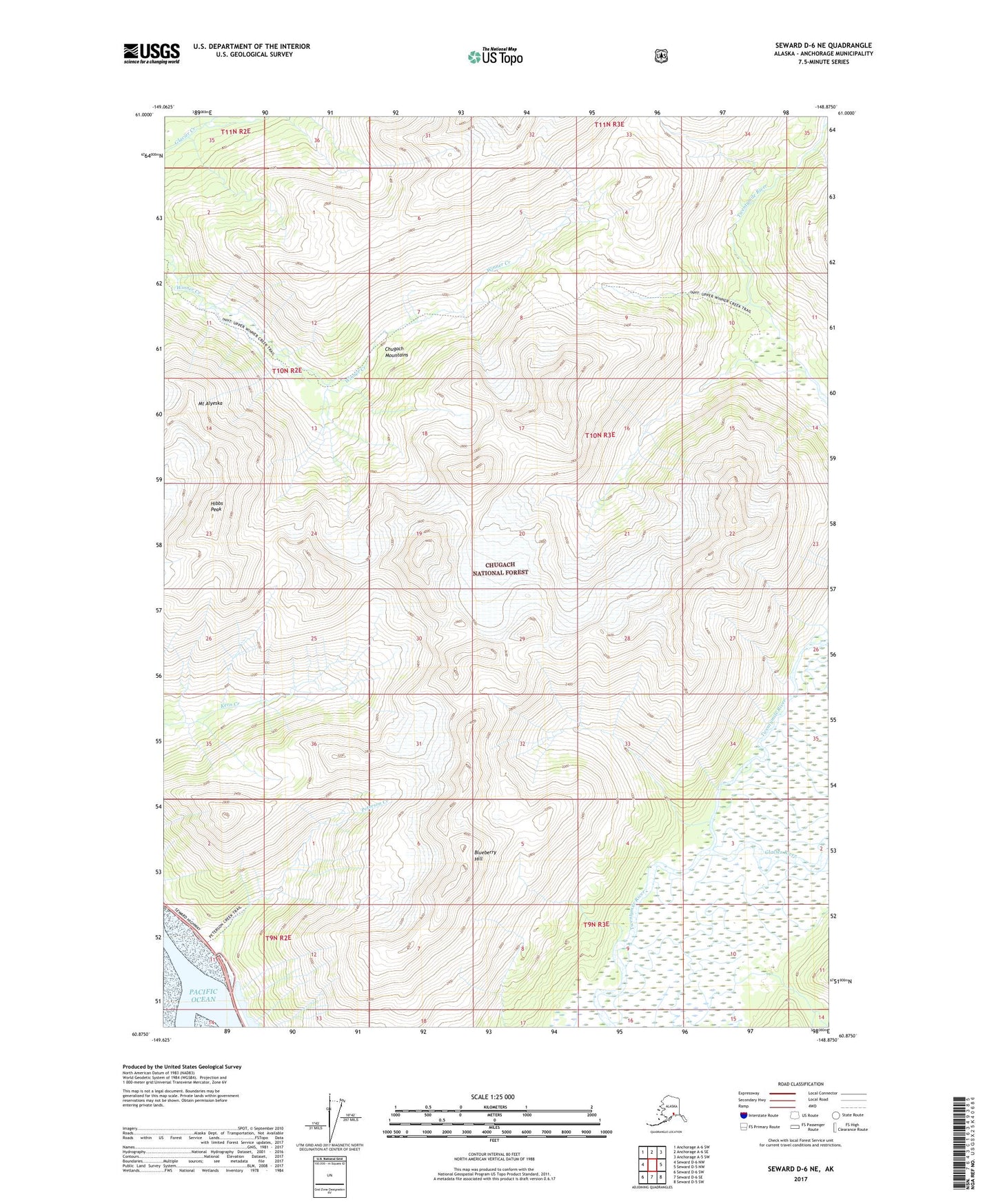 Seward D-6 NE Alaska US Topo Map Image
