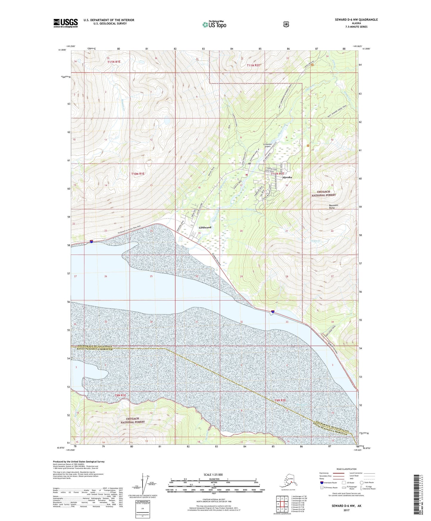 Seward D-6 NW Alaska US Topo Map Image