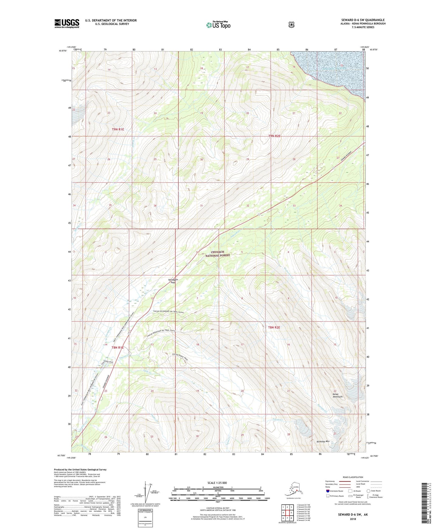 Seward D-6 SW Alaska US Topo Map Image