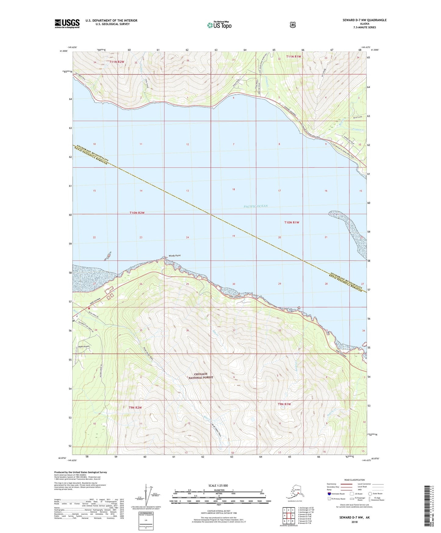 Seward D-7 NW Alaska US Topo Map Image