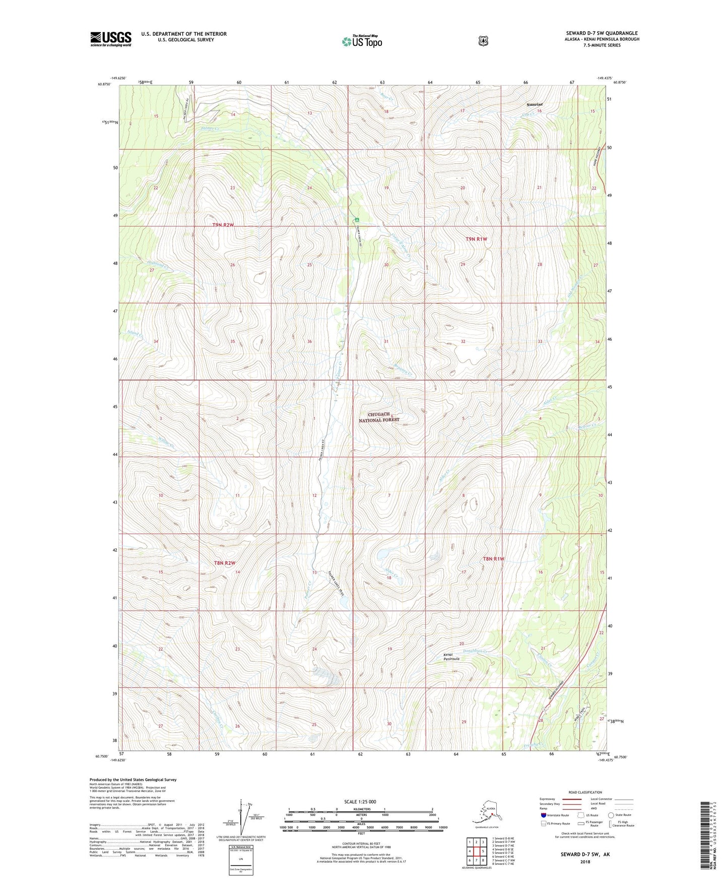 Seward D-7 SW Alaska US Topo Map Image